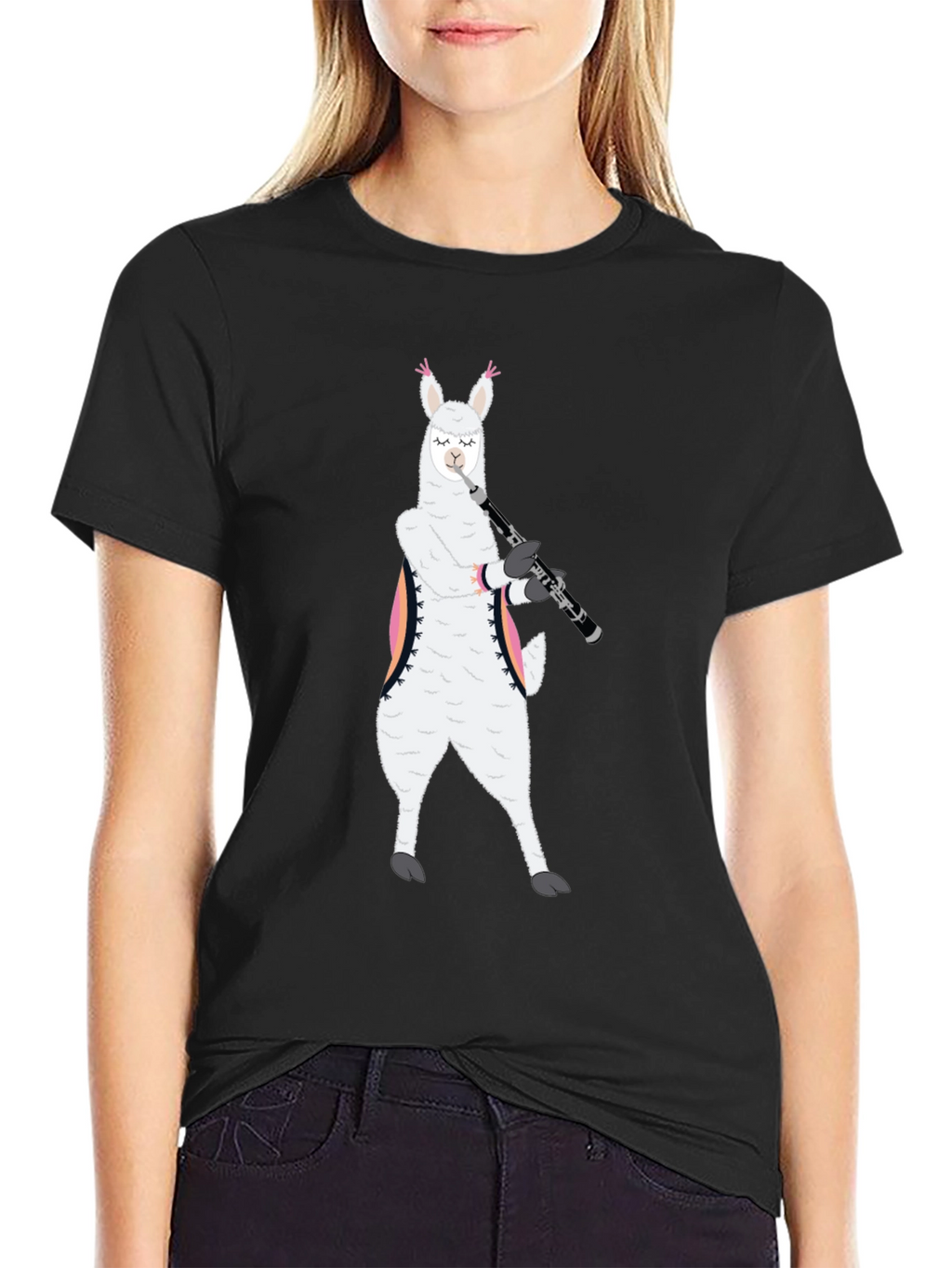 Llama Saxophone Player Graphic T-Shirt