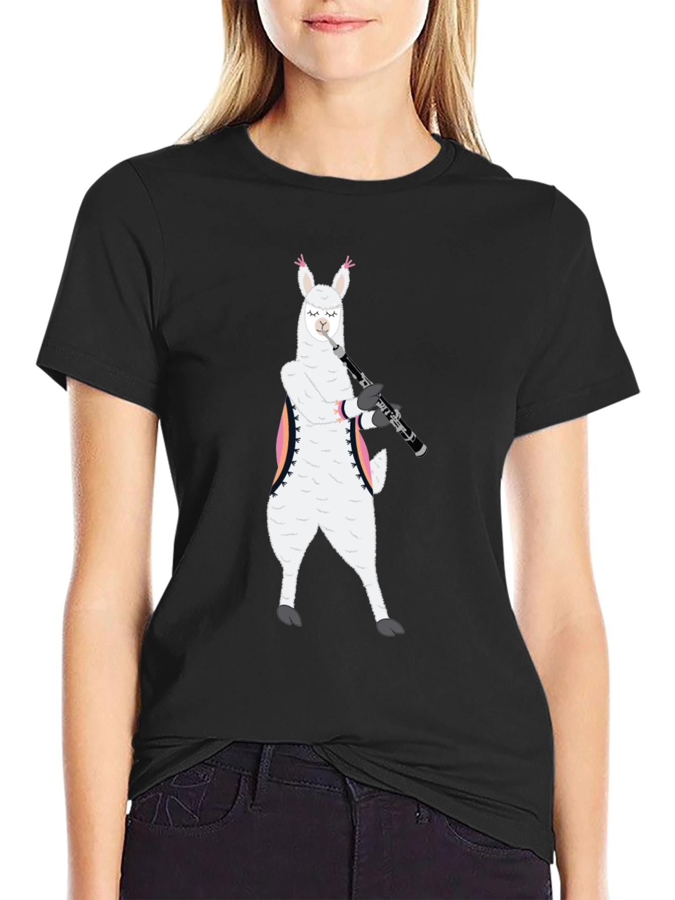 Llama Saxophone Player Graphic T-Shirt