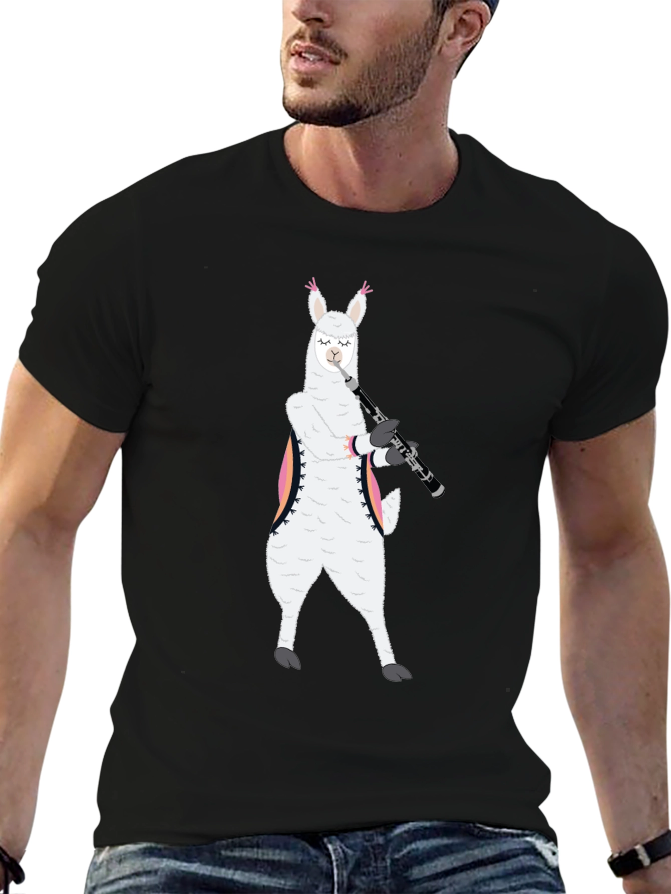 Llama Saxophone Player Graphic T-Shirt