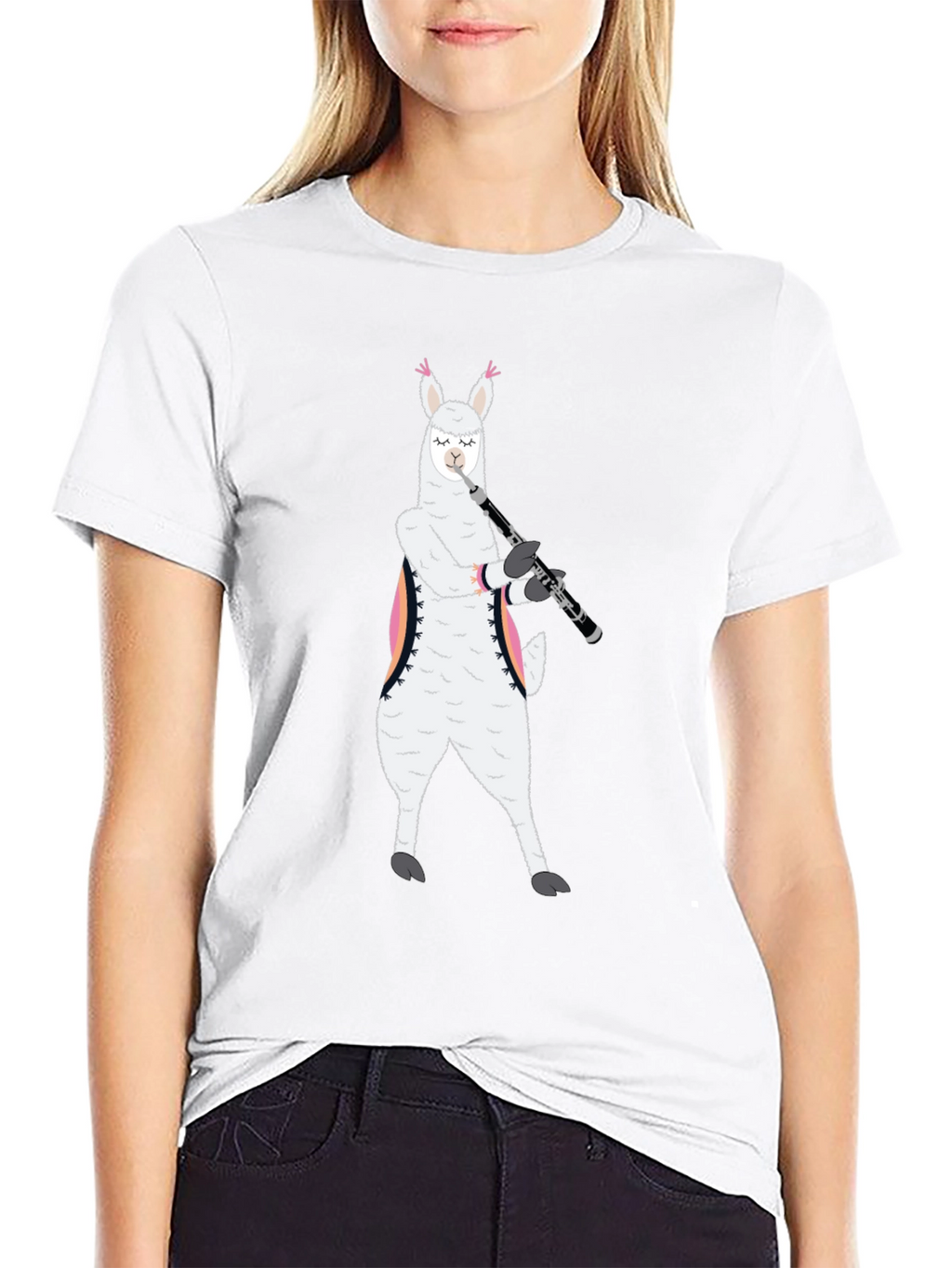 Llama Saxophone Player Graphic T-Shirt