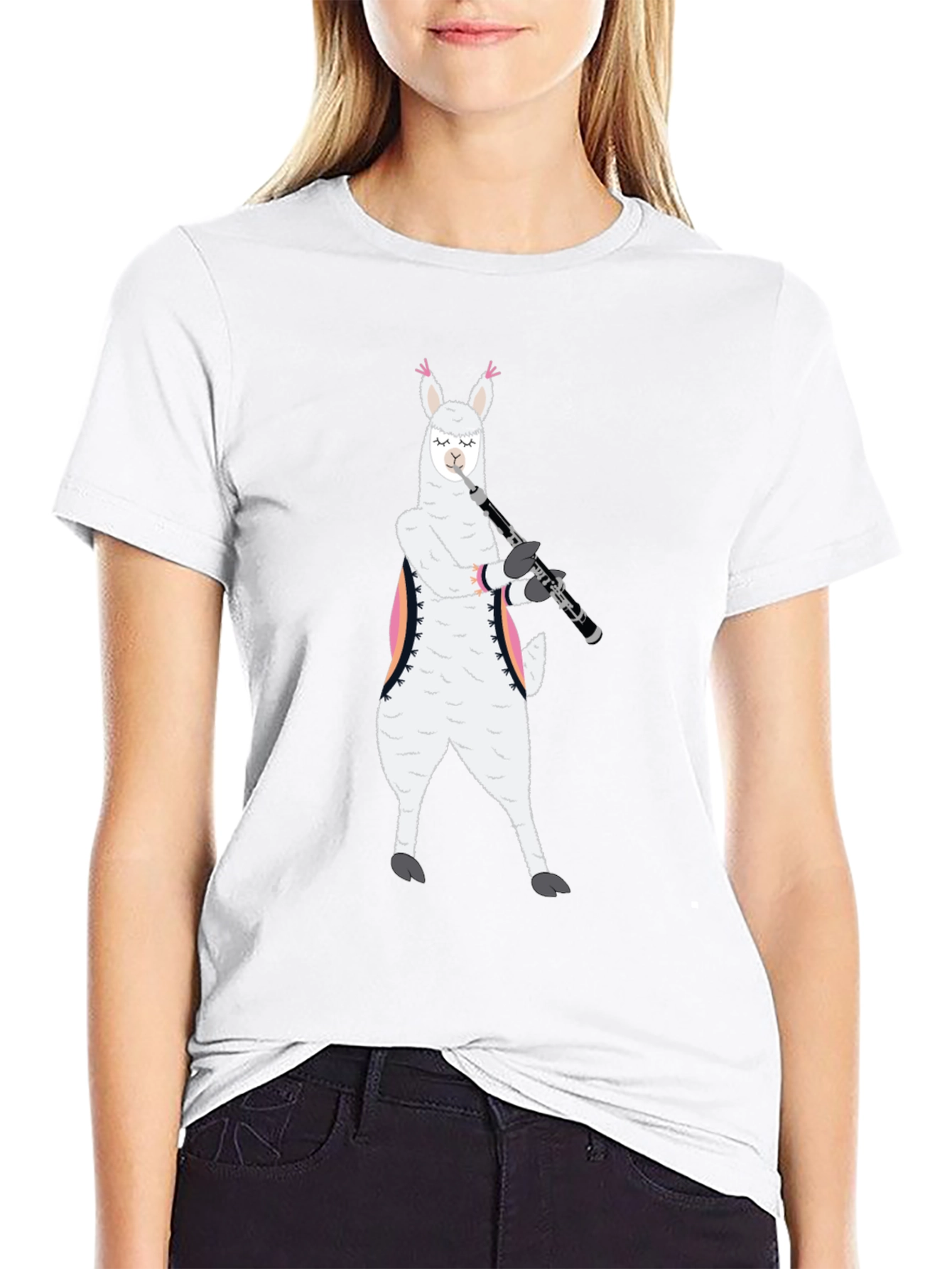 Llama Saxophone Player Graphic T-Shirt