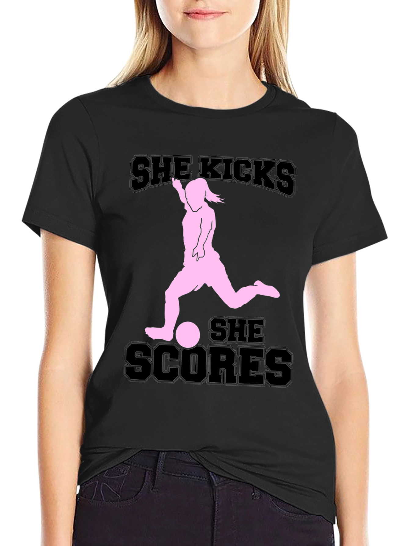 She Kicks She Scores Graphic T-Shirt