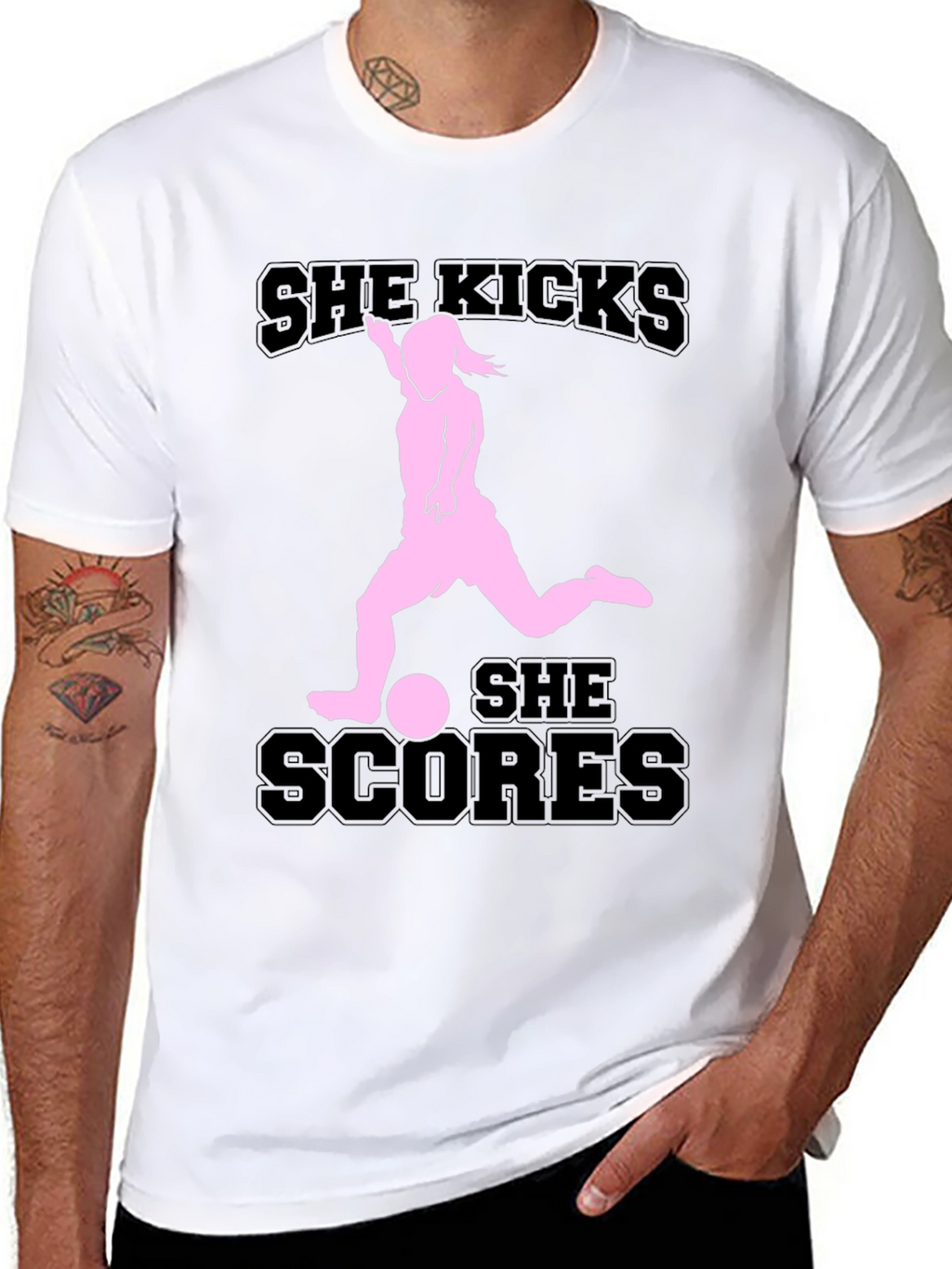 She Kicks She Scores Graphic T-Shirt