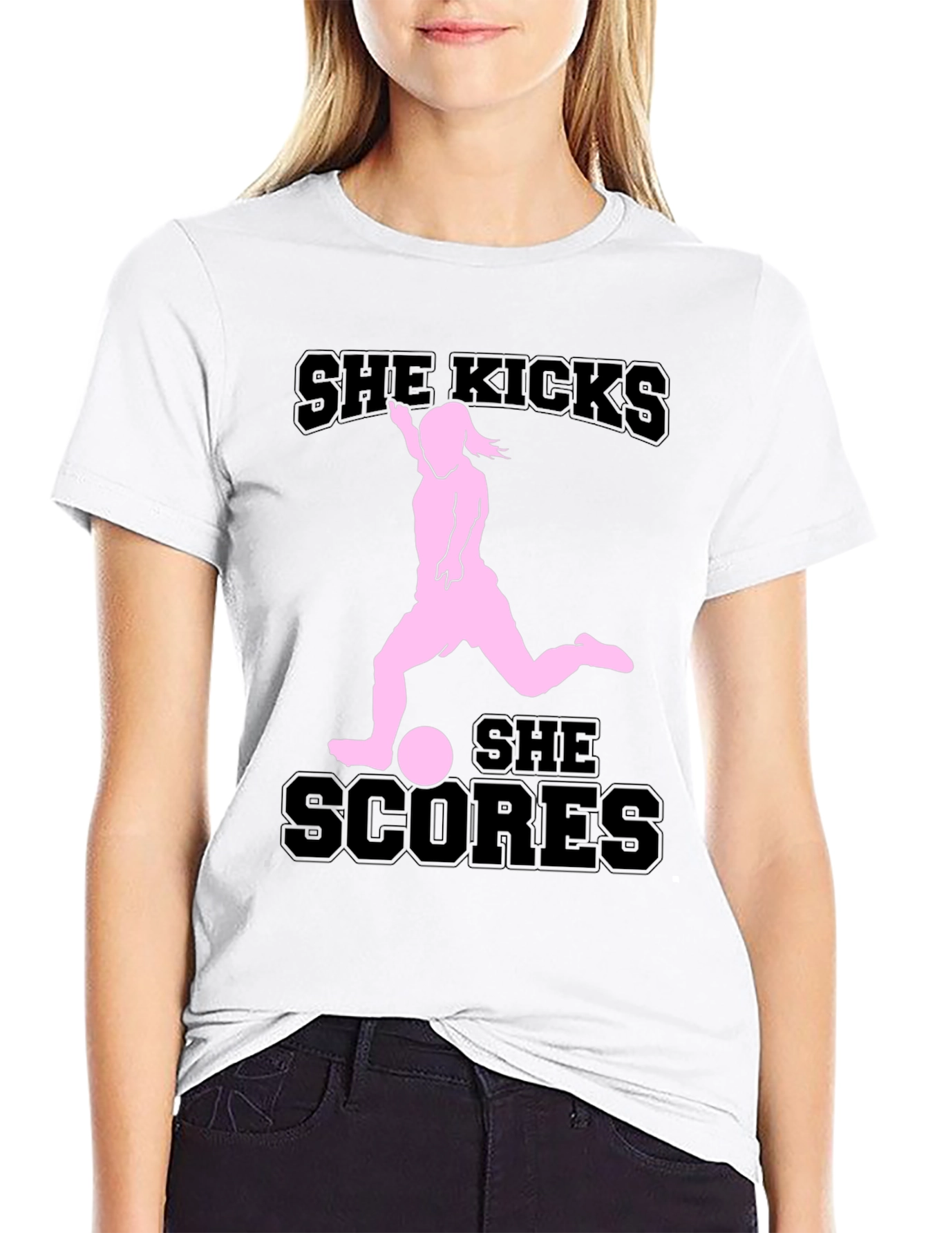 She Kicks She Scores Graphic T-Shirt