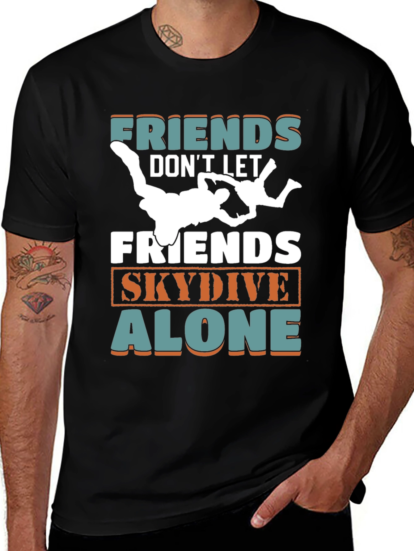 Friends Skydive Alone Graphic Tee - Skydiving Buddy T-Shirt