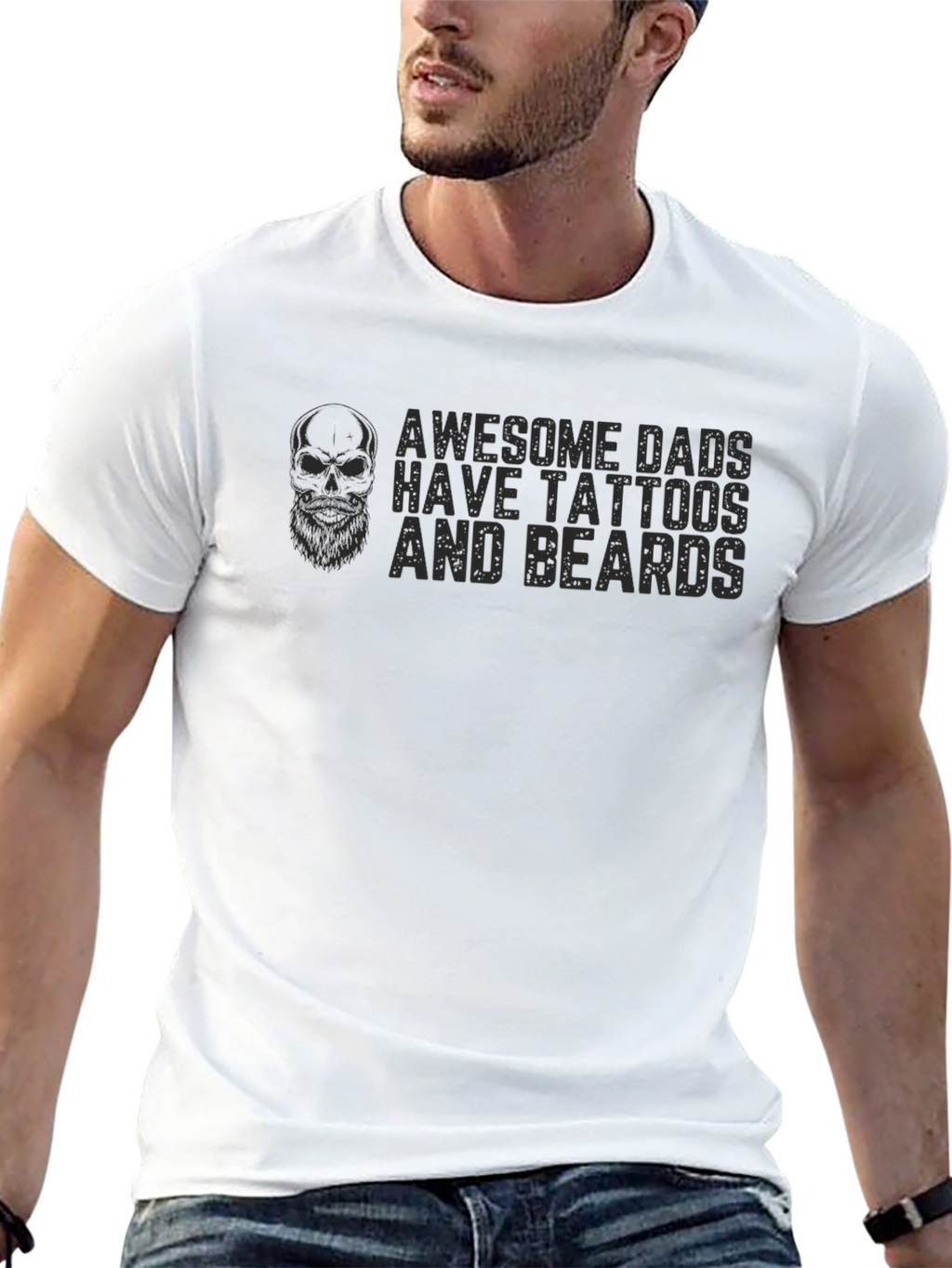 Awesome Dads Tattoos and Beards Black T-Shirt
