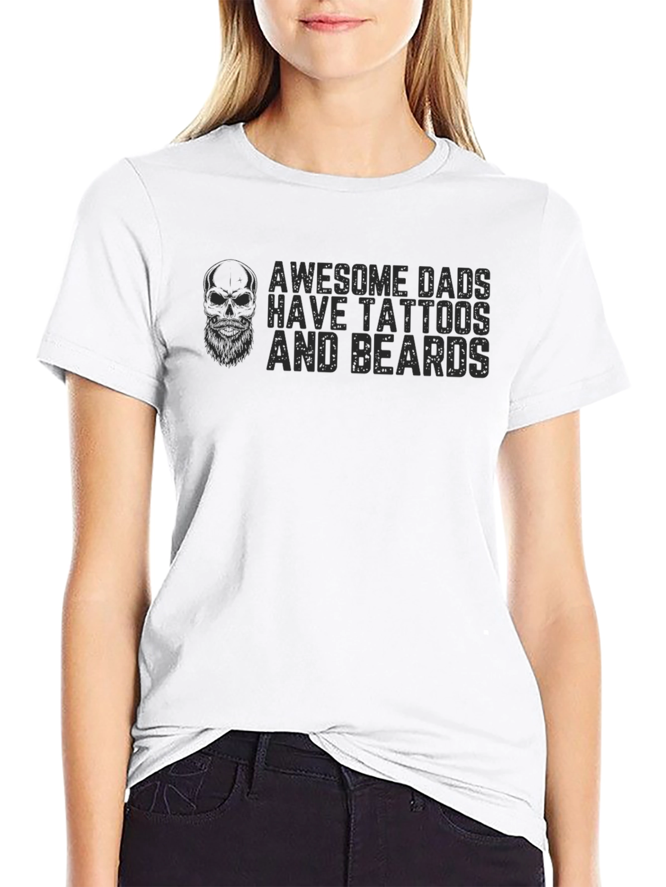 Awesome Dads Tattoos and Beards Black T-Shirt