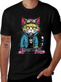 Cool Cat Graphic T-Shirt - Unisex Black Tee
