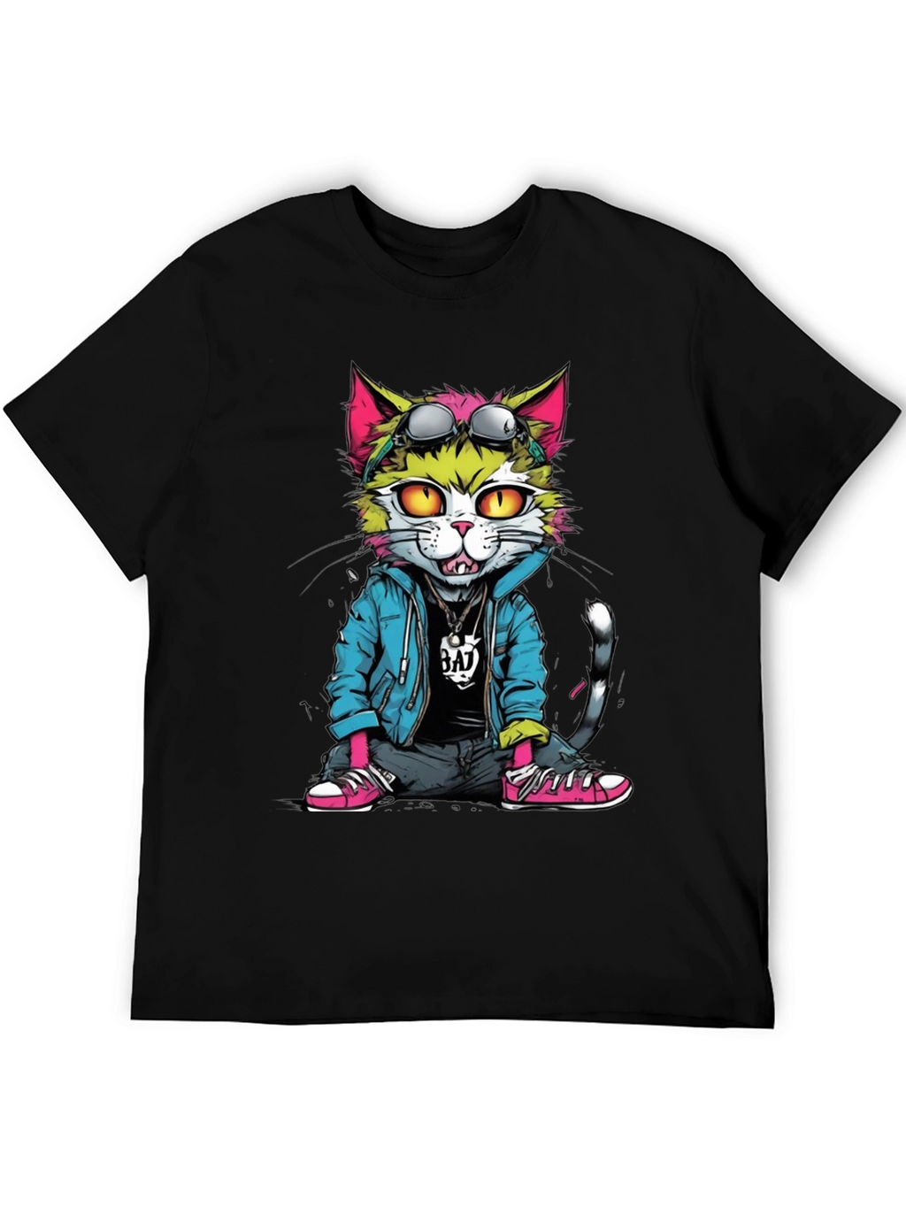 Cool Cat Graphic T-Shirt - Unisex Black Tee