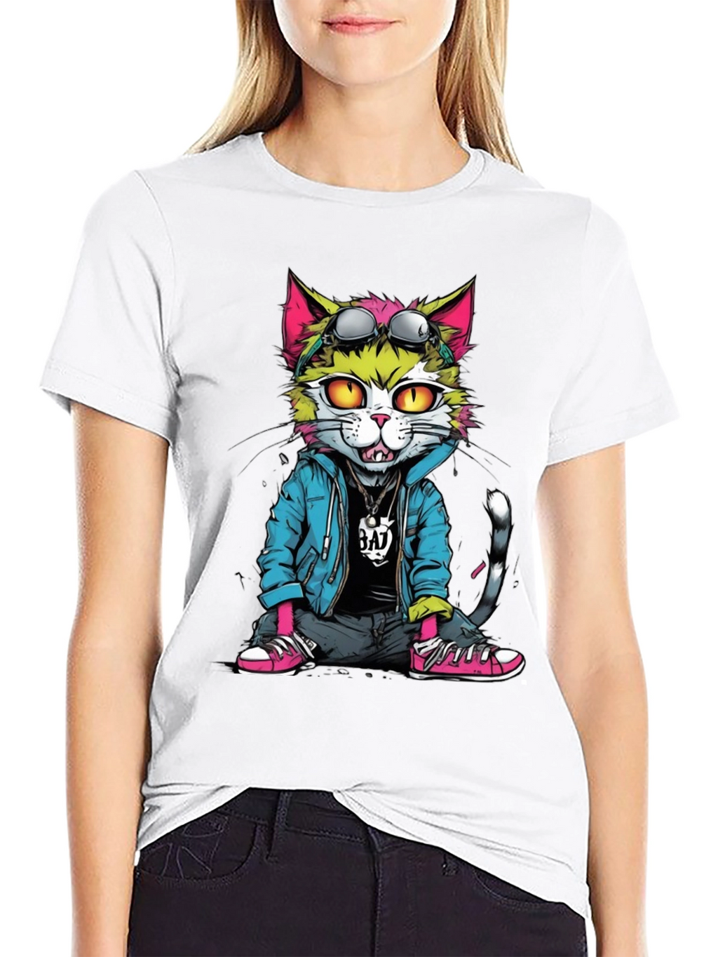 Cool Cat Graphic T-Shirt - Unisex Black Tee