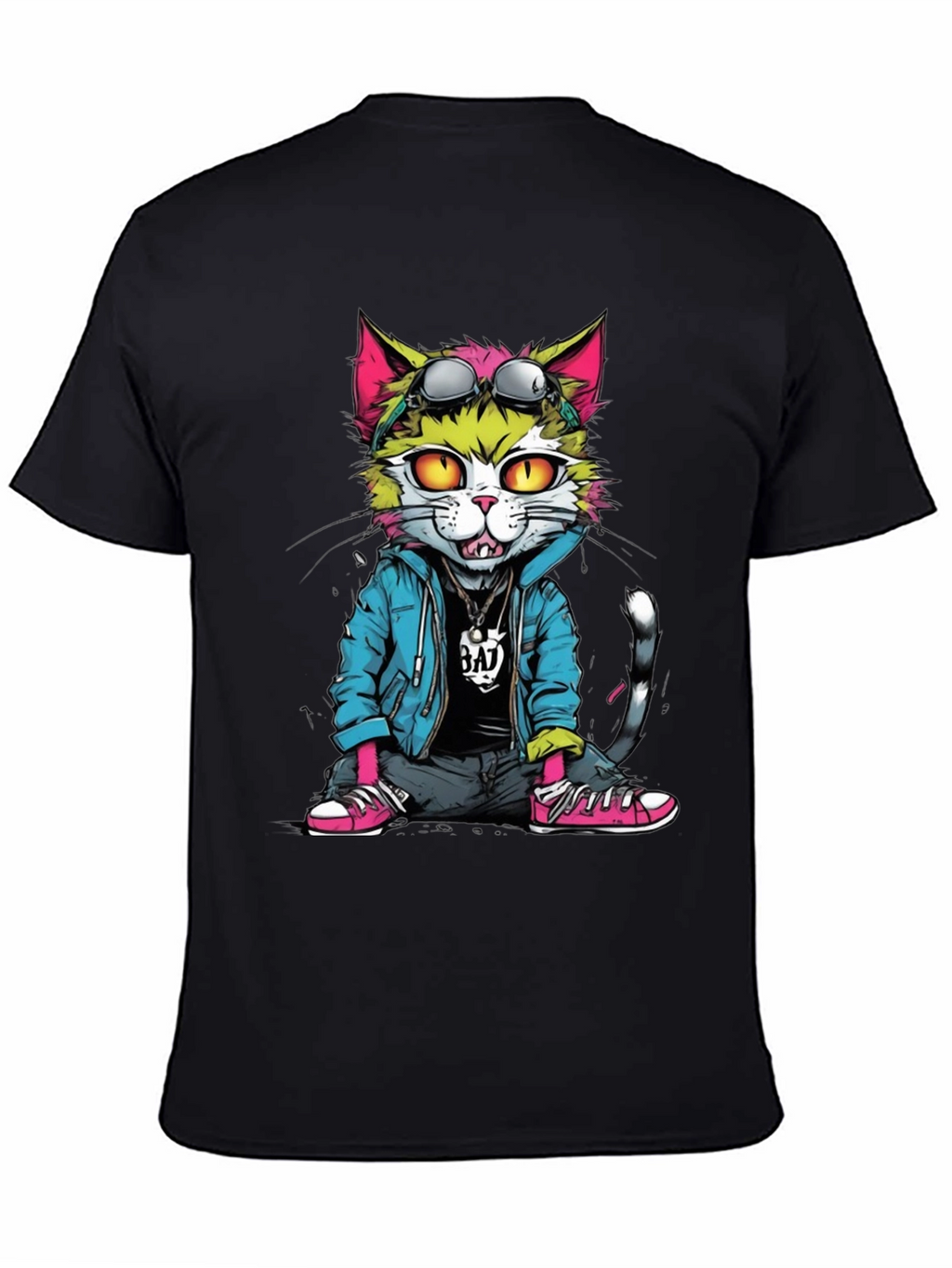 Cool Cat Graphic T-Shirt - Unisex Black Tee