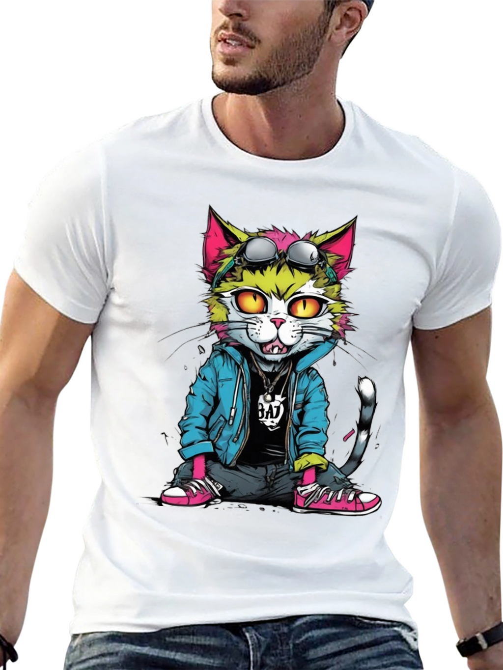 Cool Cat Graphic T-Shirt - Unisex Black Tee