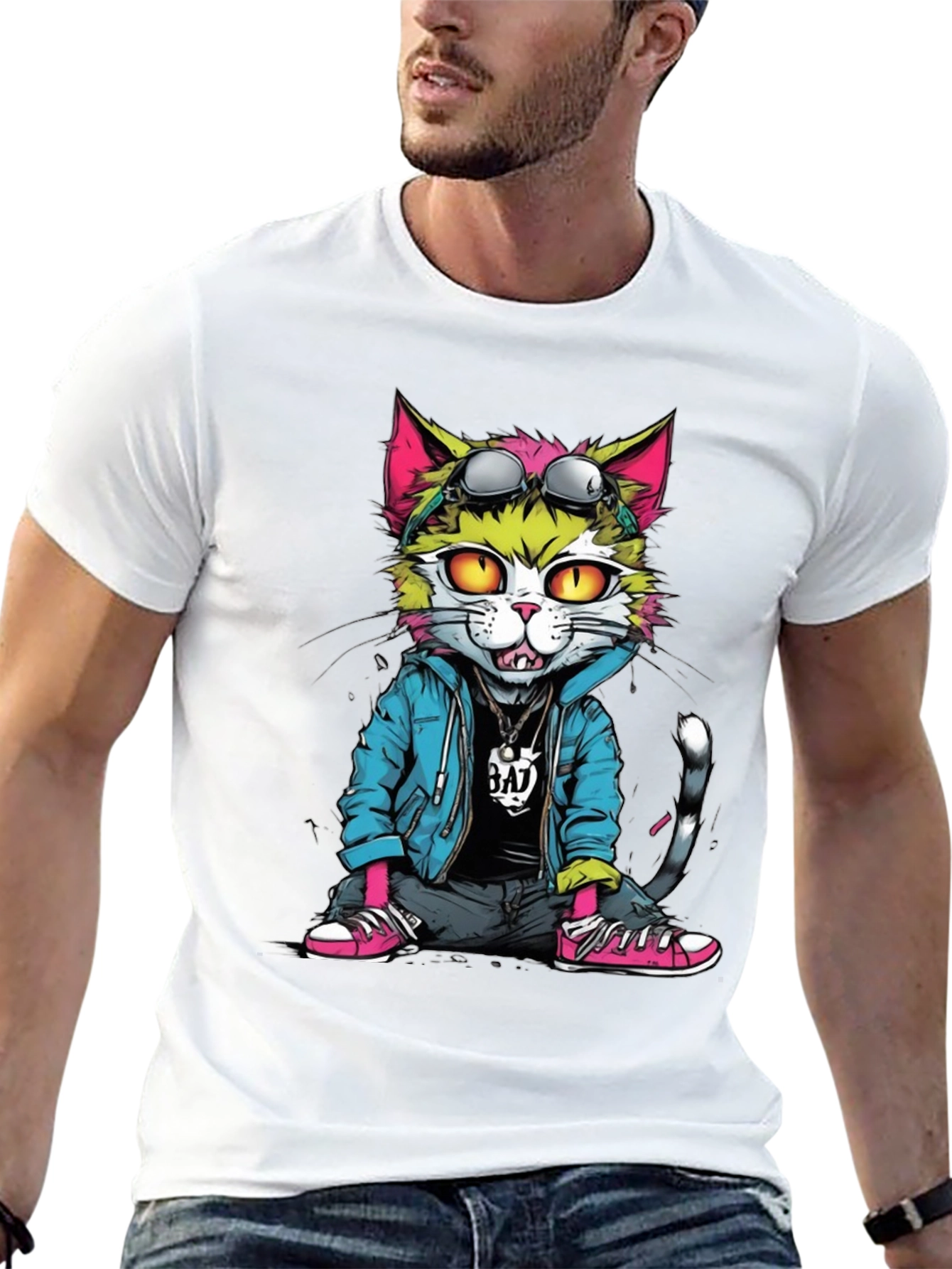 Cool Cat Graphic T-Shirt - Unisex Black Tee