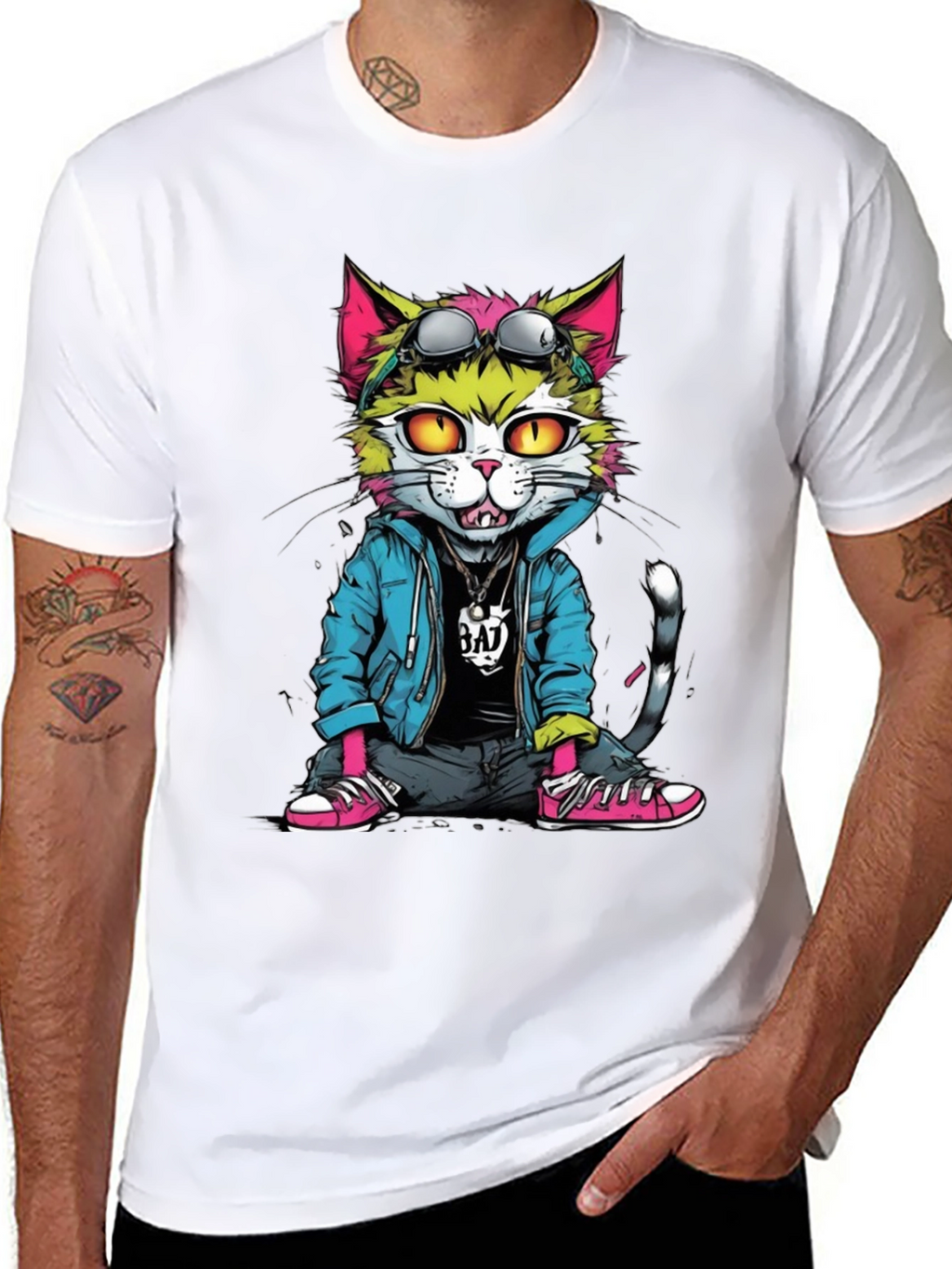 Cool Cat Graphic T-Shirt - Unisex Black Tee