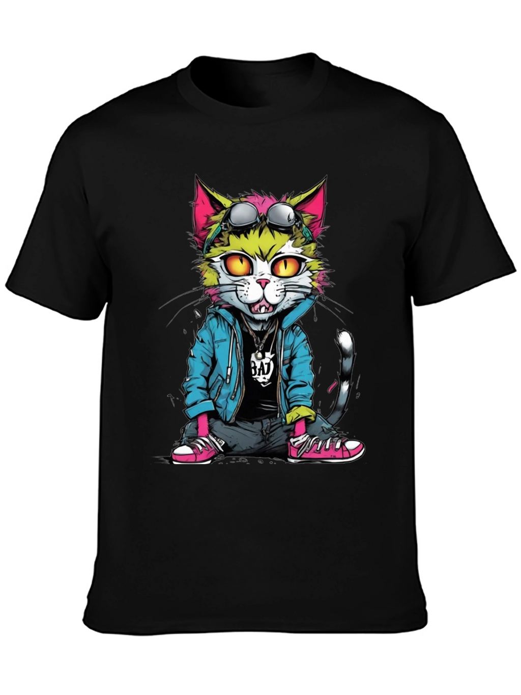 Cool Cat Graphic T-Shirt - Unisex Black Tee