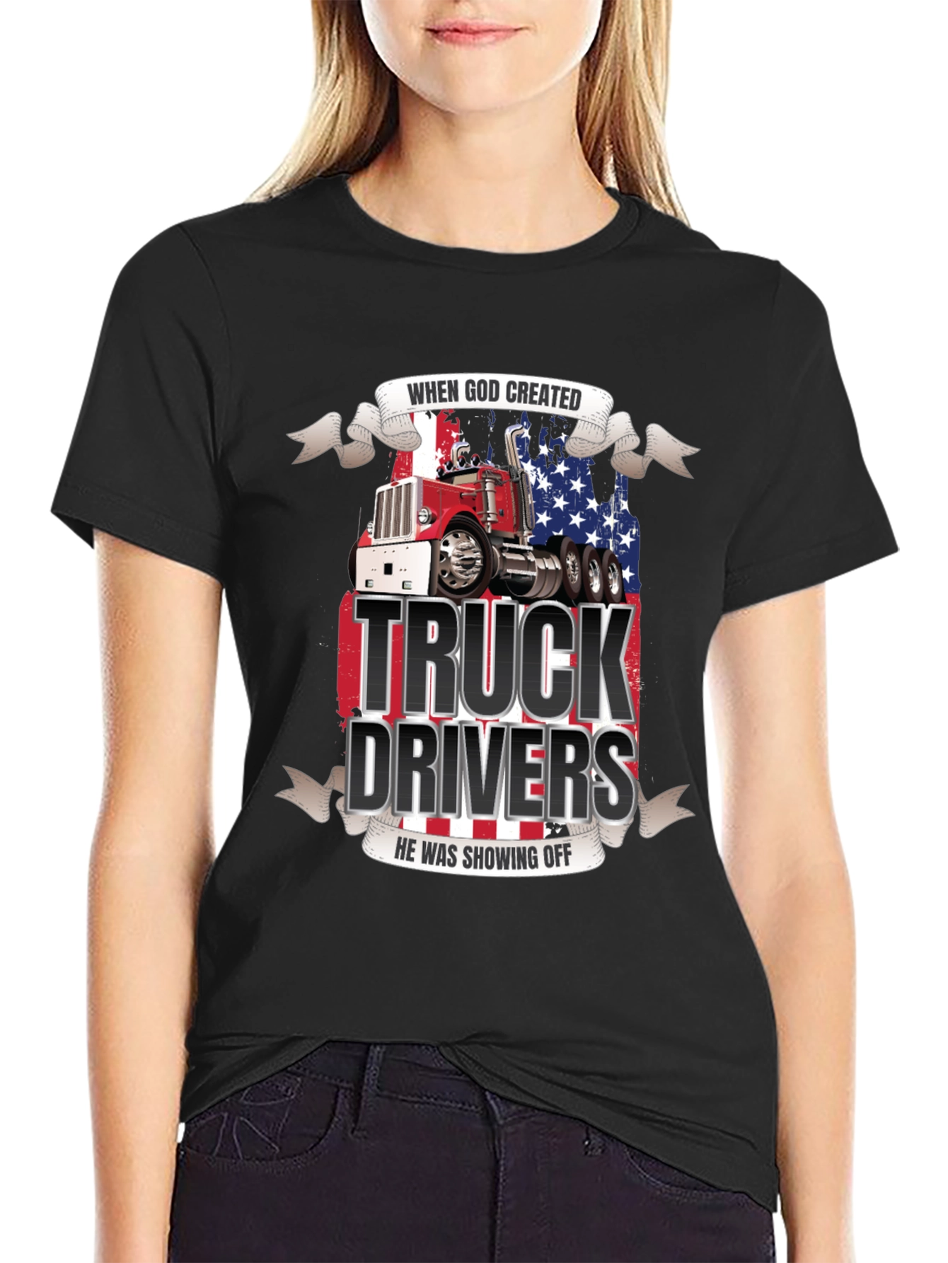 Truck Driver Graphic Tee - Patriotic Design