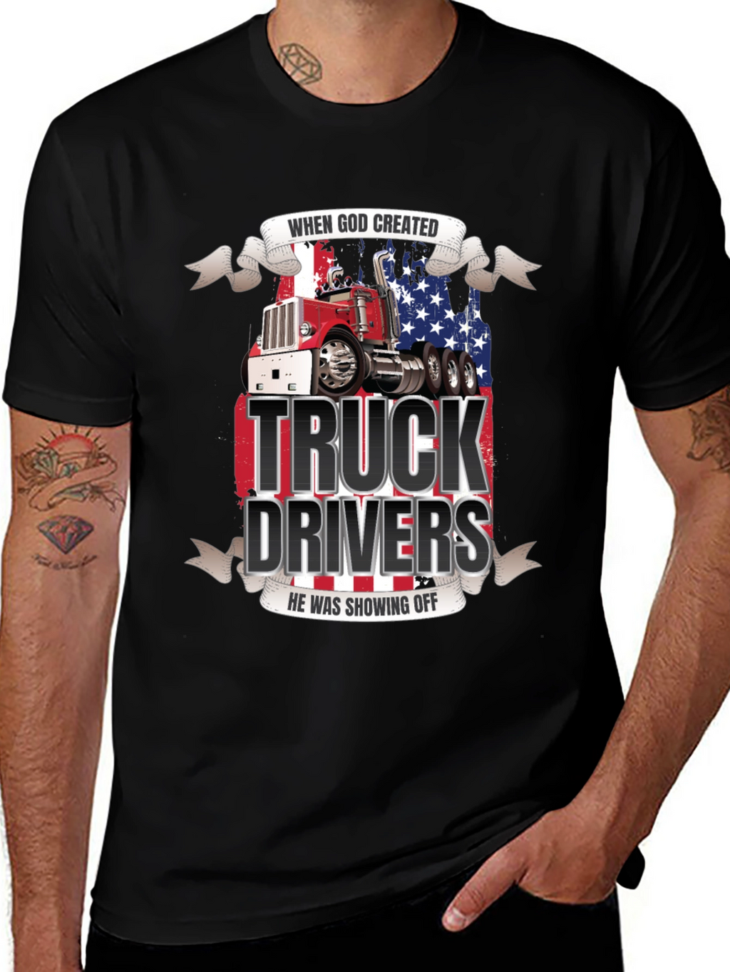 Truck Driver Graphic Tee - Patriotic Design