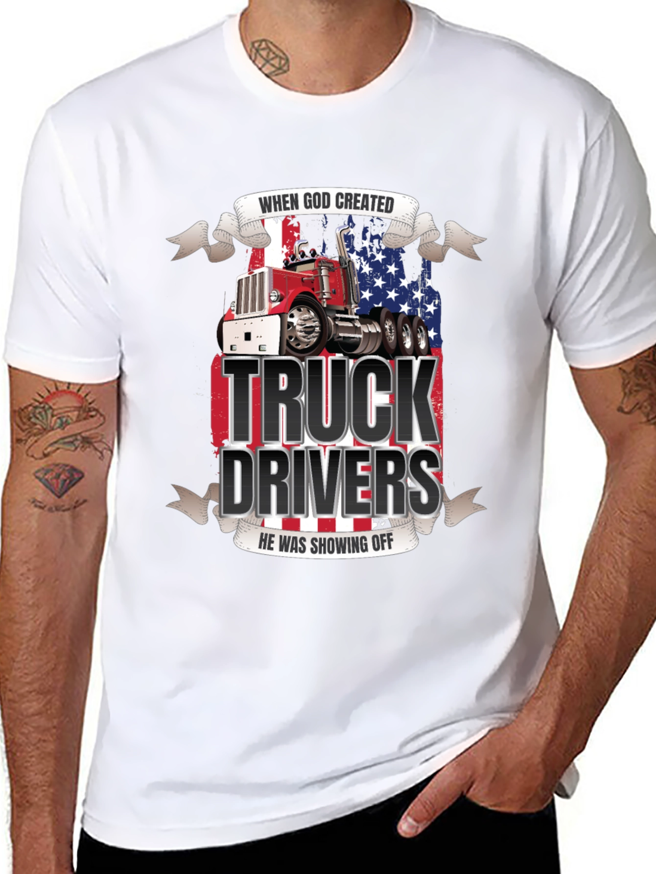 Truck Driver Graphic Tee - Patriotic Design