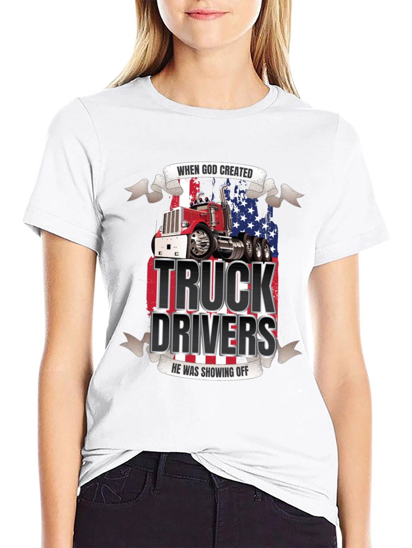 Truck Driver Graphic Tee - Patriotic Design