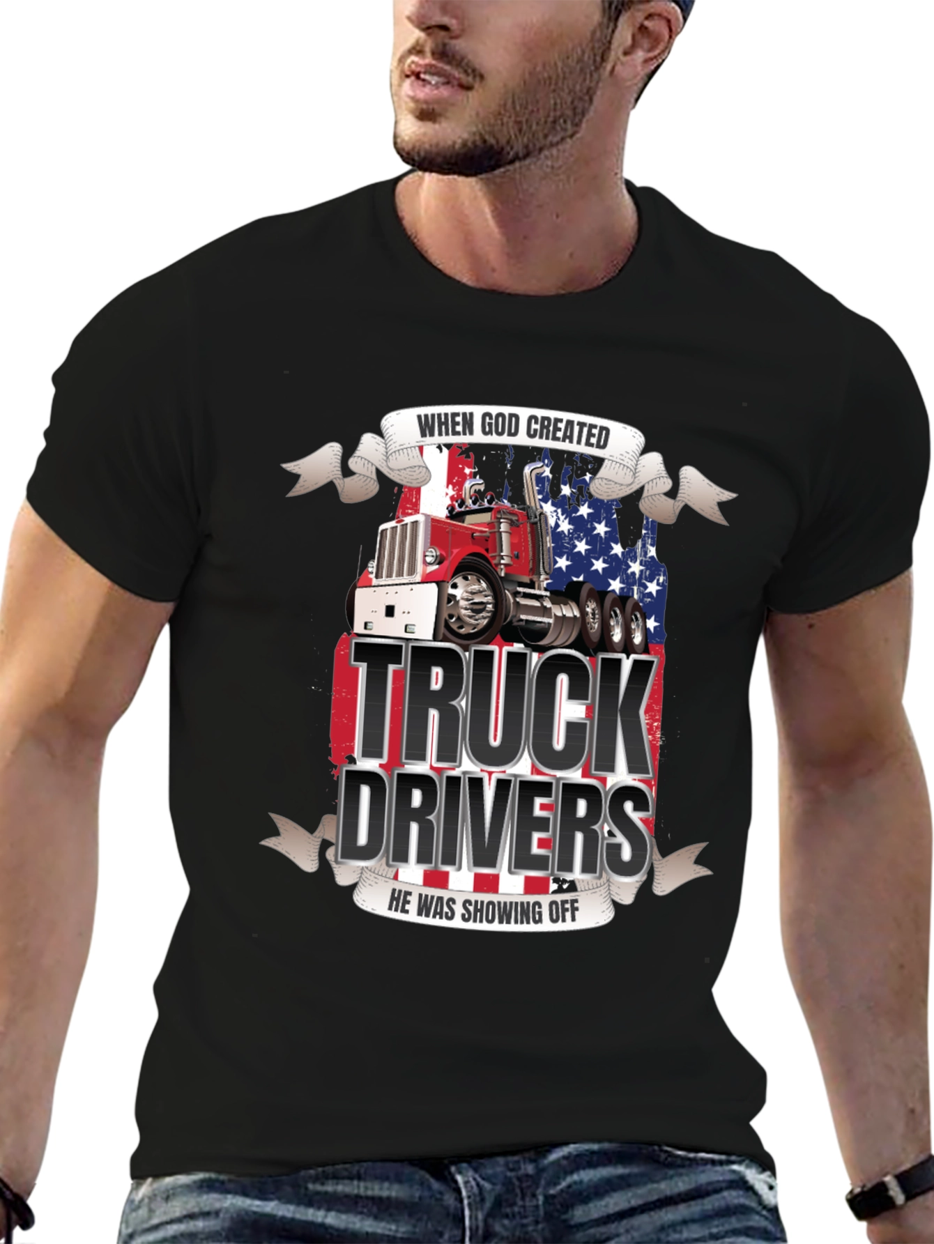 Truck Driver Graphic Tee - Patriotic Design