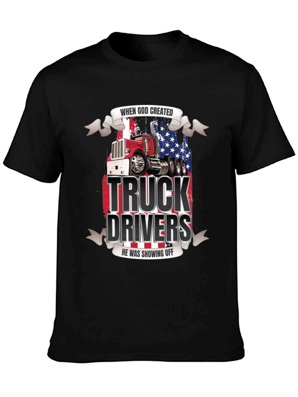 Truck Driver Graphic Tee - Patriotic Design