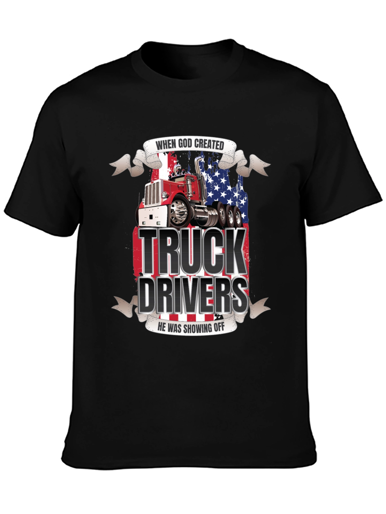 Truck Driver Graphic Tee - Patriotic Design