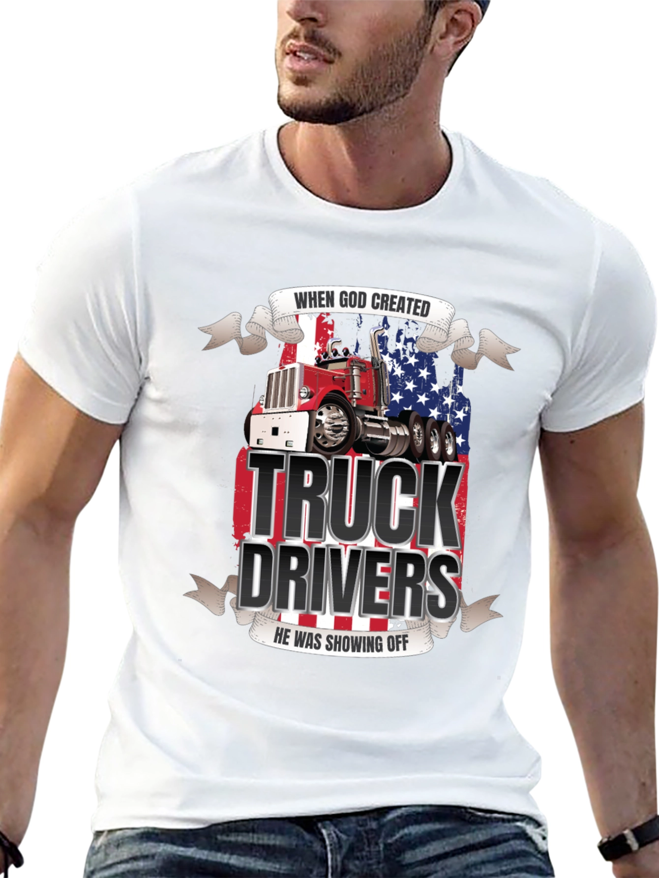 Truck Driver Graphic Tee - Patriotic Design