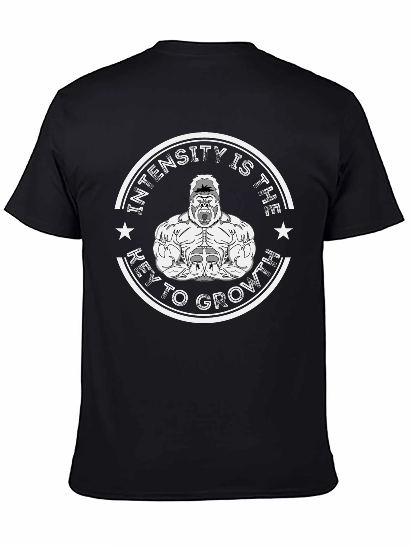 Intensity is Key to Growth Gym Gorilla Black T-Shirt