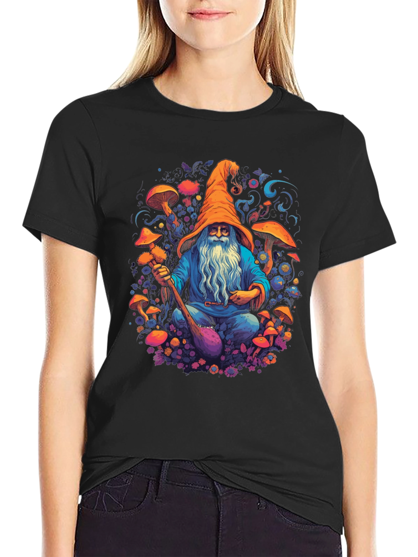 Wizard Mushroom Black T-Shirt