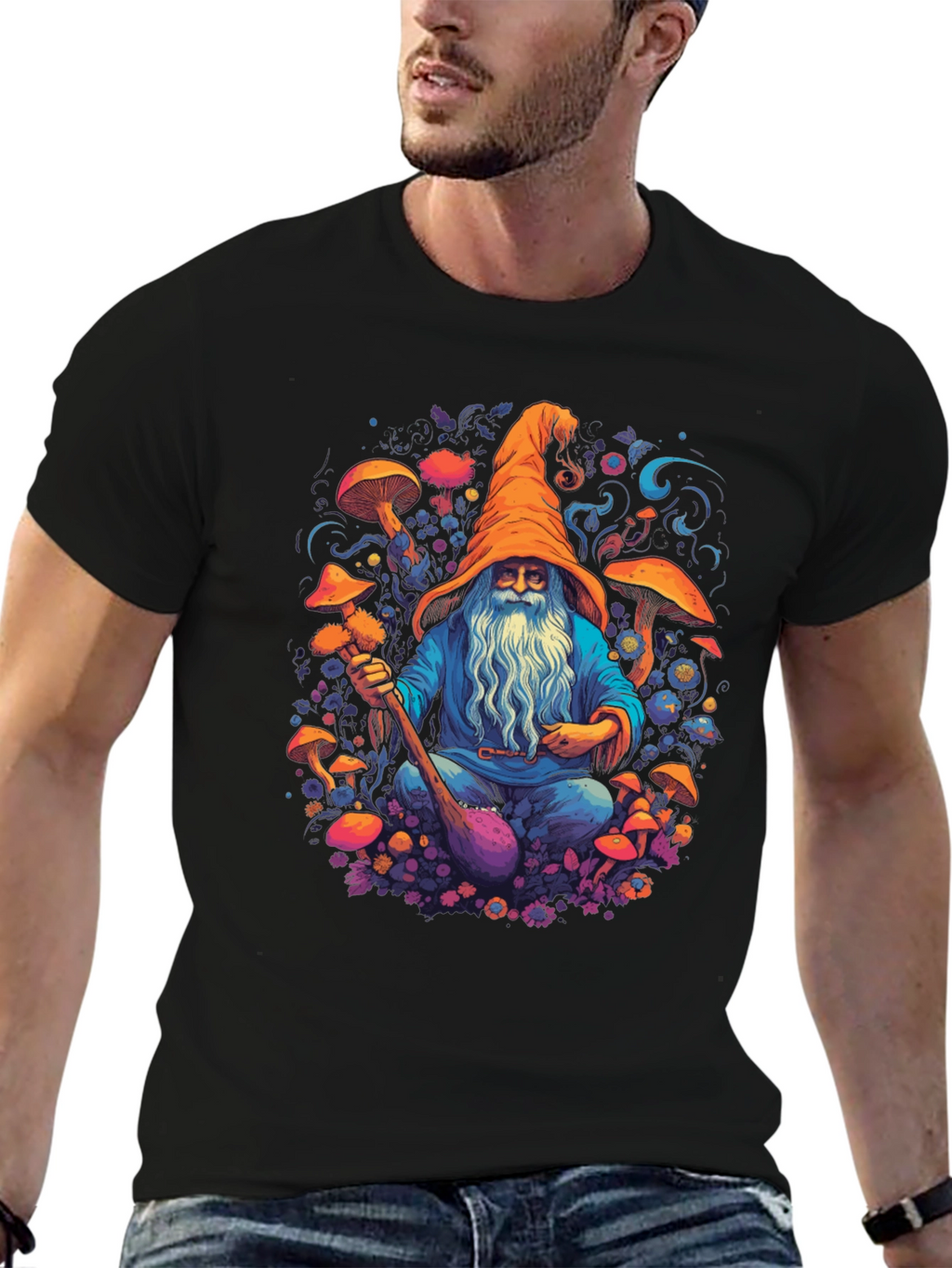 Wizard Mushroom Black T-Shirt