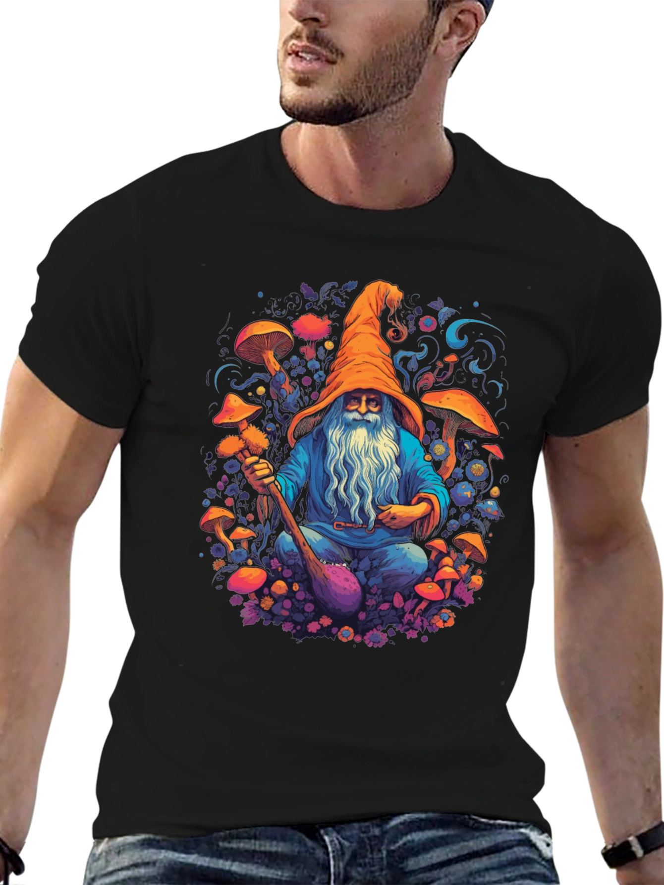Wizard Mushroom Black T-Shirt