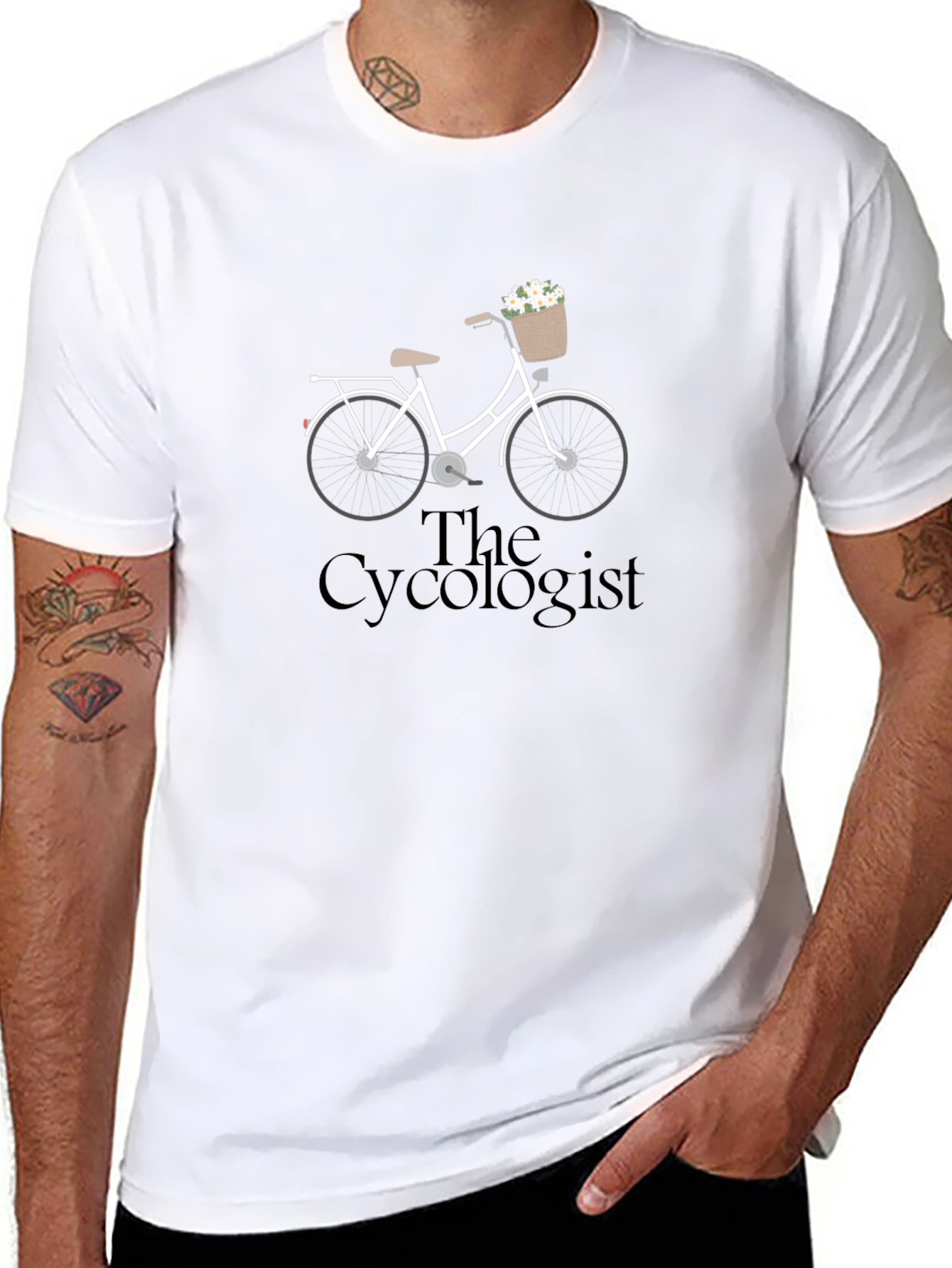 The Cycologist T-Shirt - Bicycle & Flowers Graphic Tee