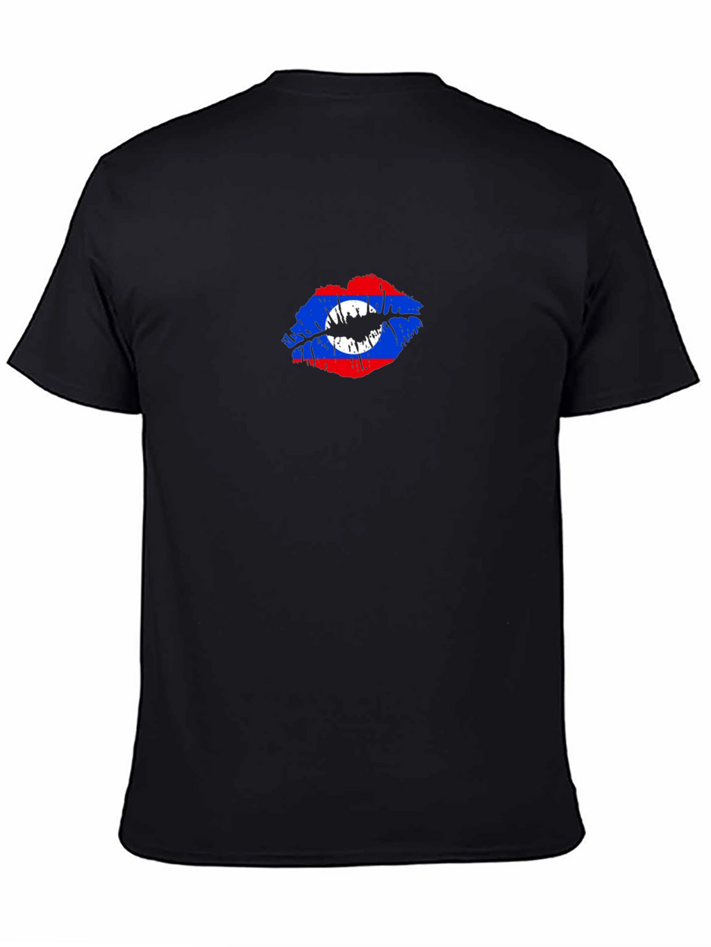 Lao Flag Lips T-Shirt - Black Crew Neck Tee