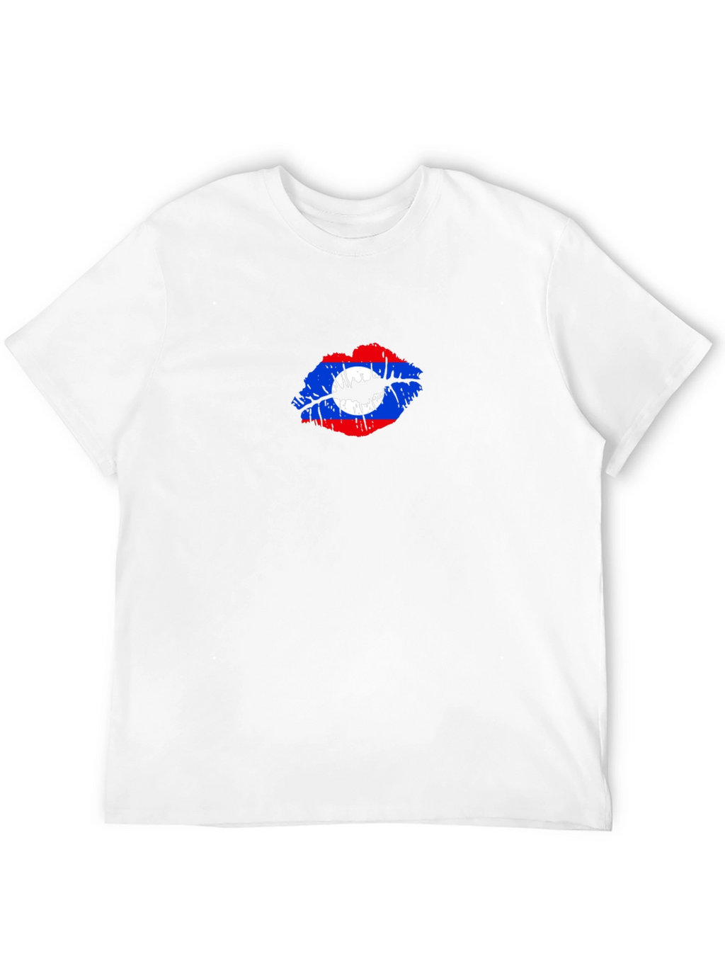 Lao Flag Lips T-Shirt - Black Crew Neck Tee