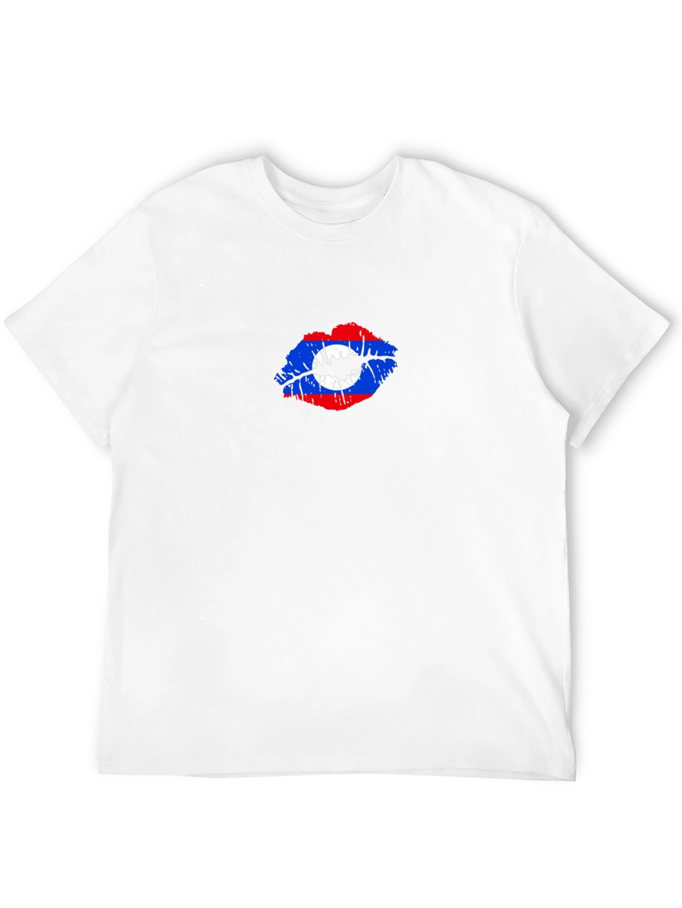 Lao Flag Lips T-Shirt - Black Crew Neck Tee