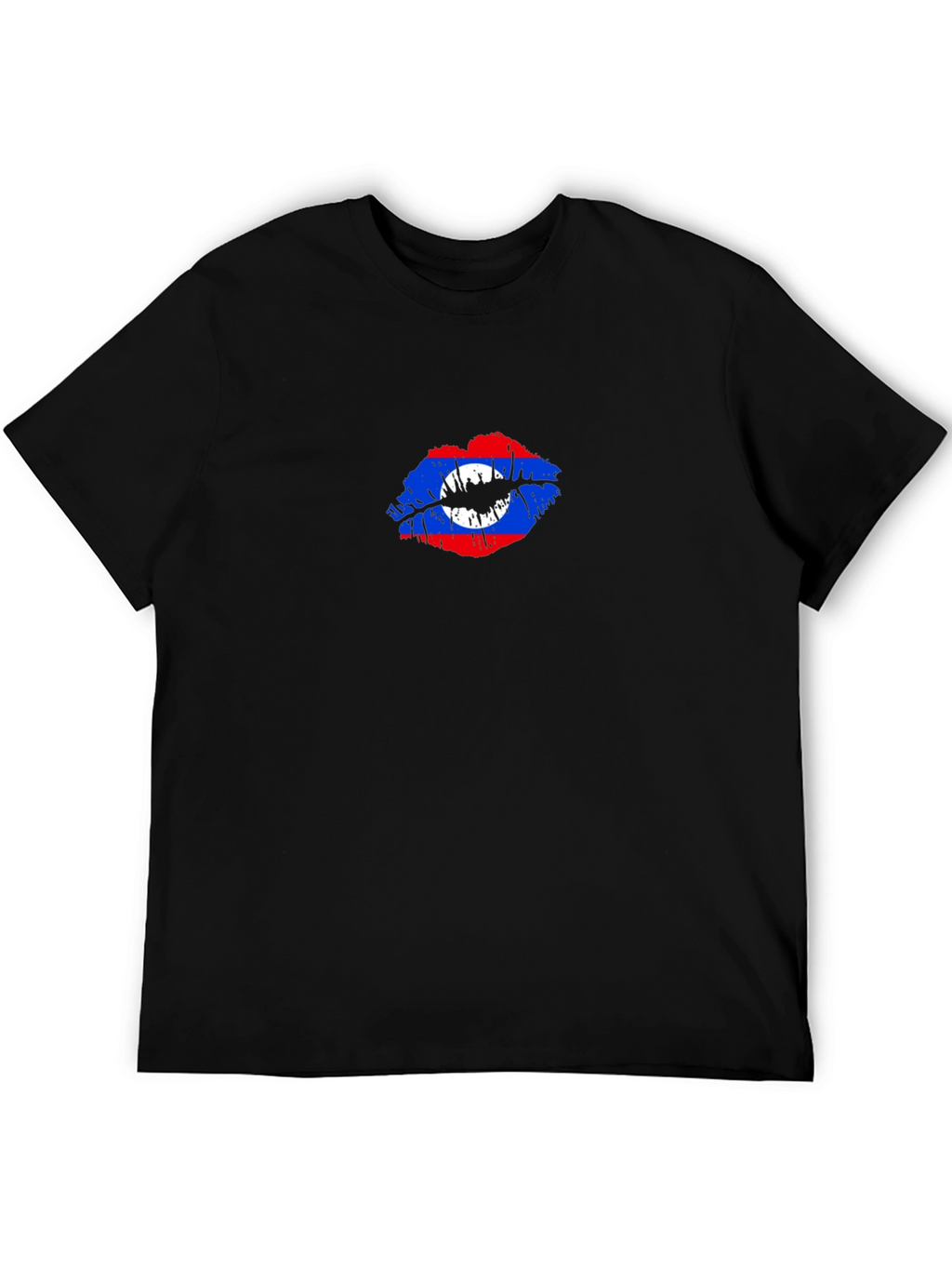Lao Flag Lips T-Shirt - Black Crew Neck Tee