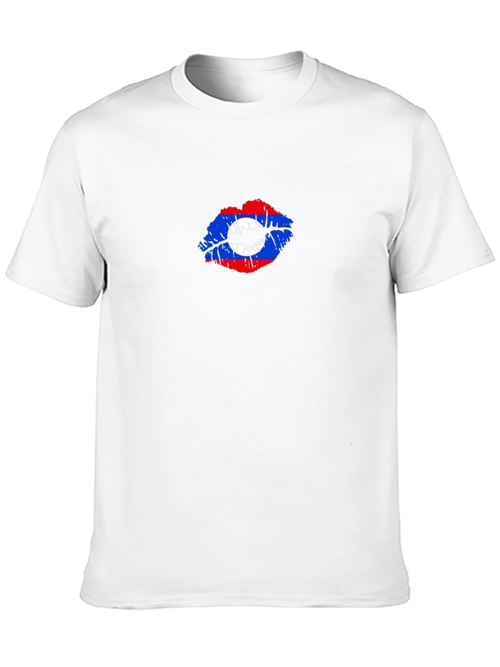 Lao Flag Lips T-Shirt - Black Crew Neck Tee