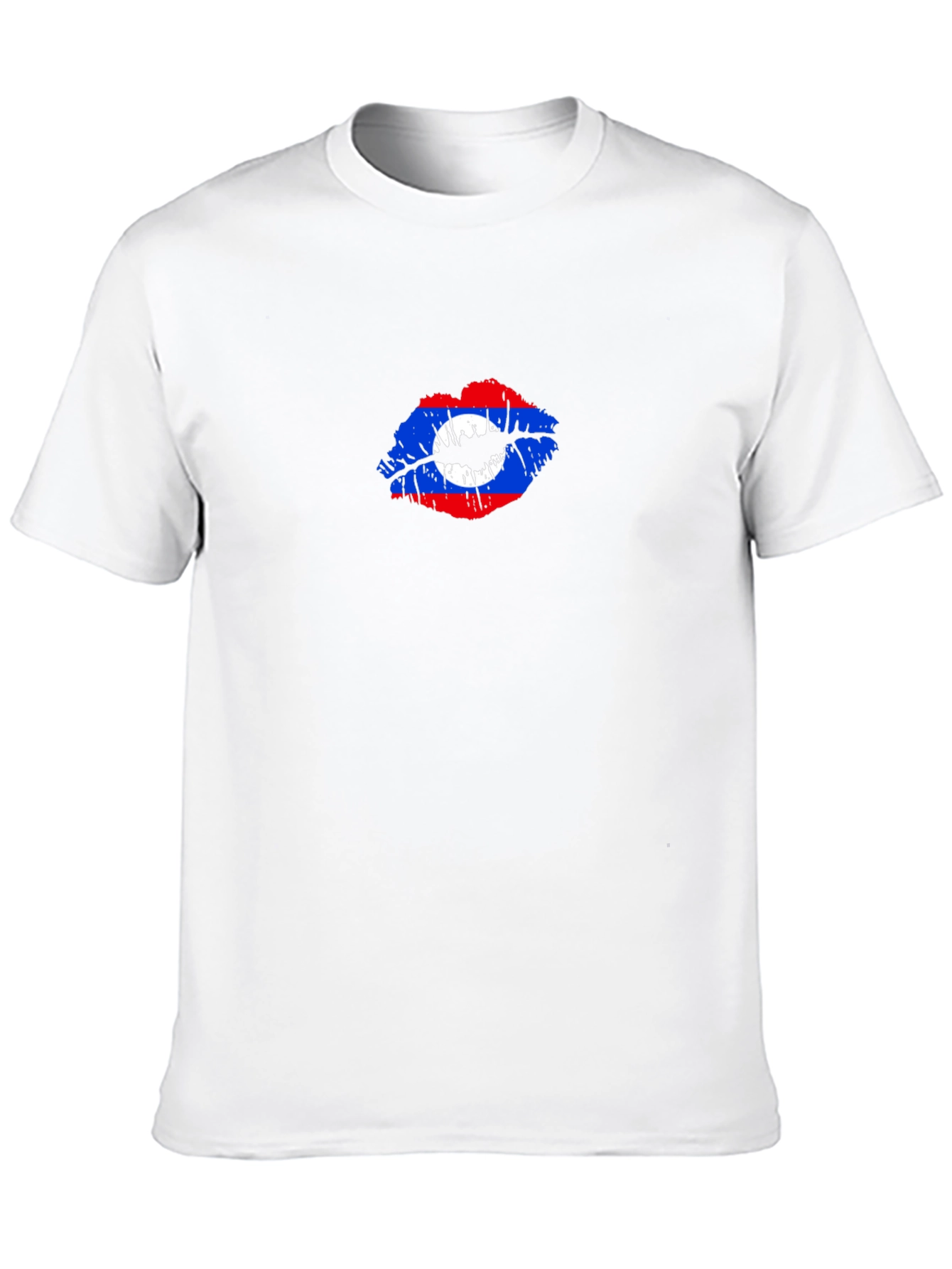 Lao Flag Lips T-Shirt - Black Crew Neck Tee