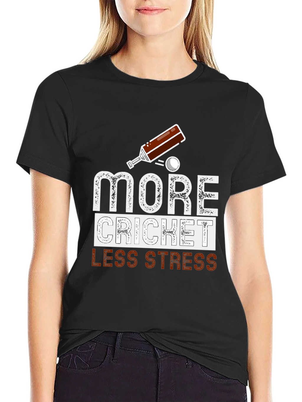 More Cricket Less Stress Graphic Tee