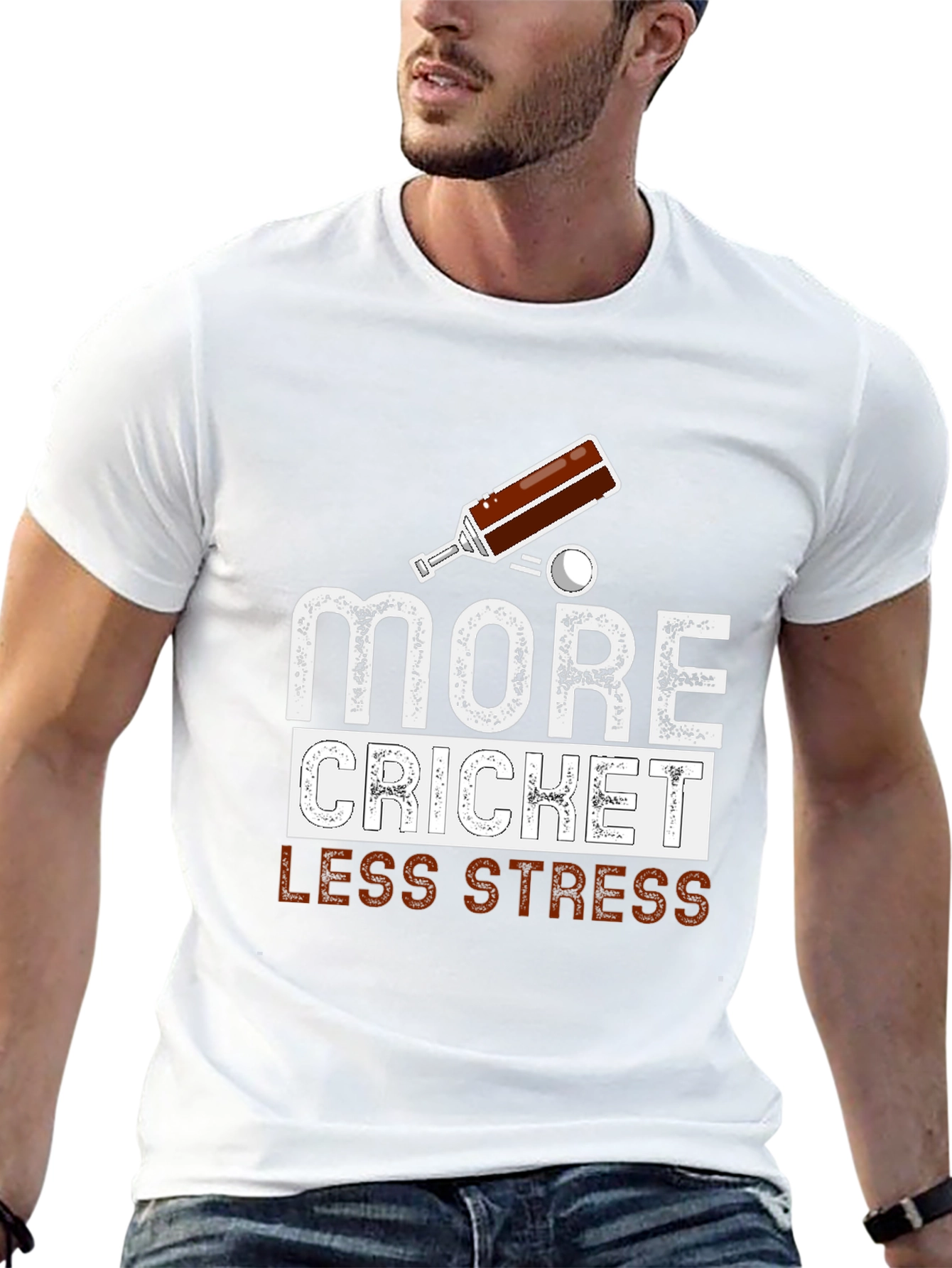 More Cricket Less Stress Graphic Tee