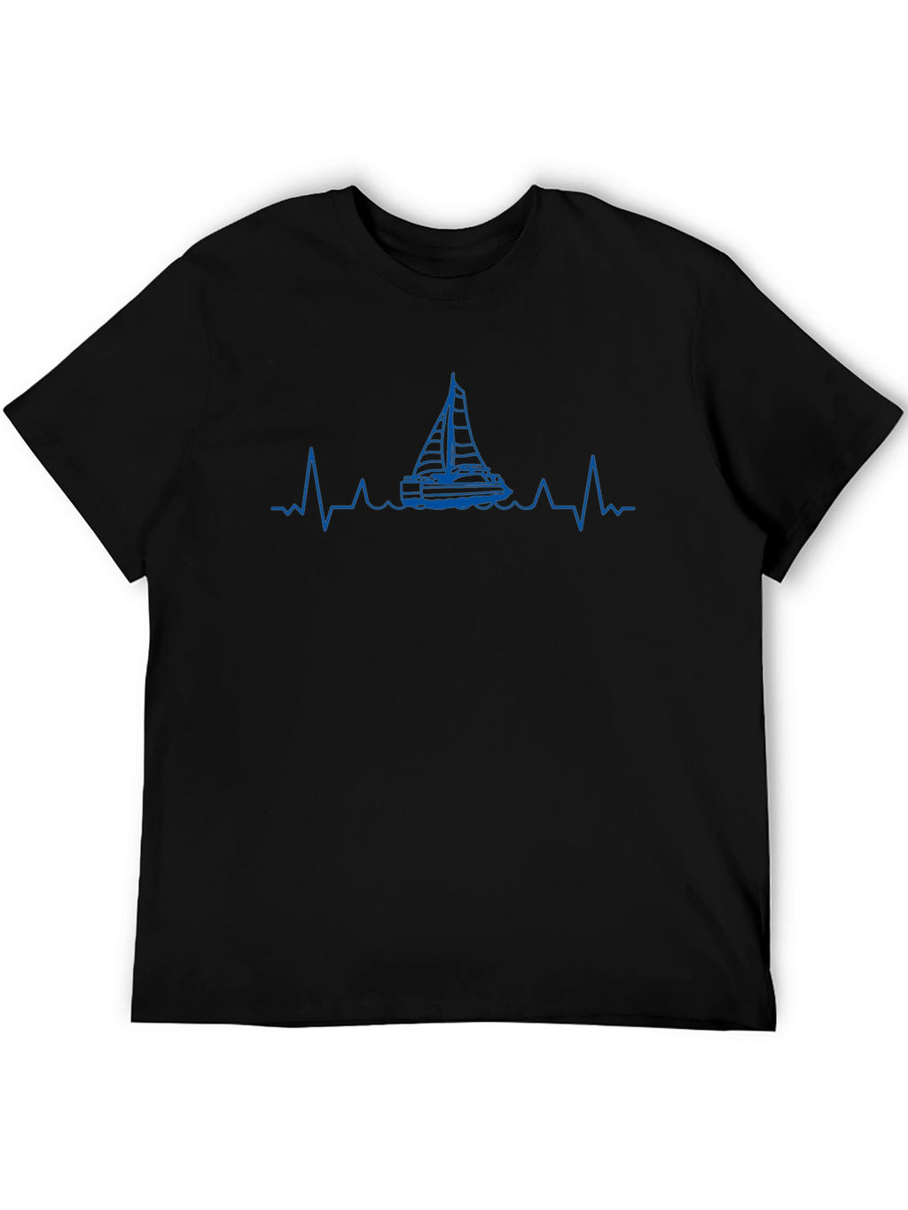Sailboat Heartbeat Graphic Tee - Black
