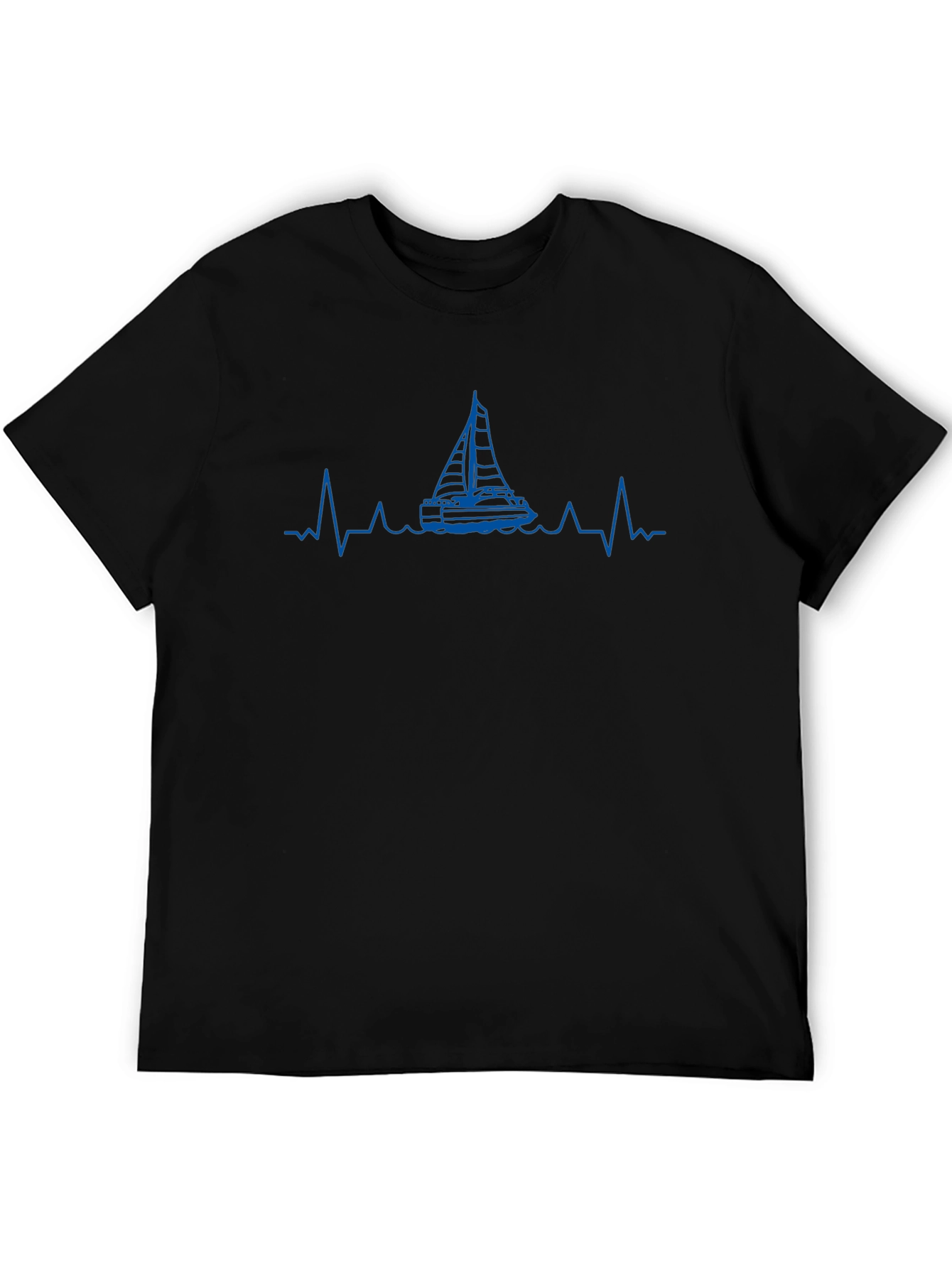 Sailboat Heartbeat Graphic Tee - Black