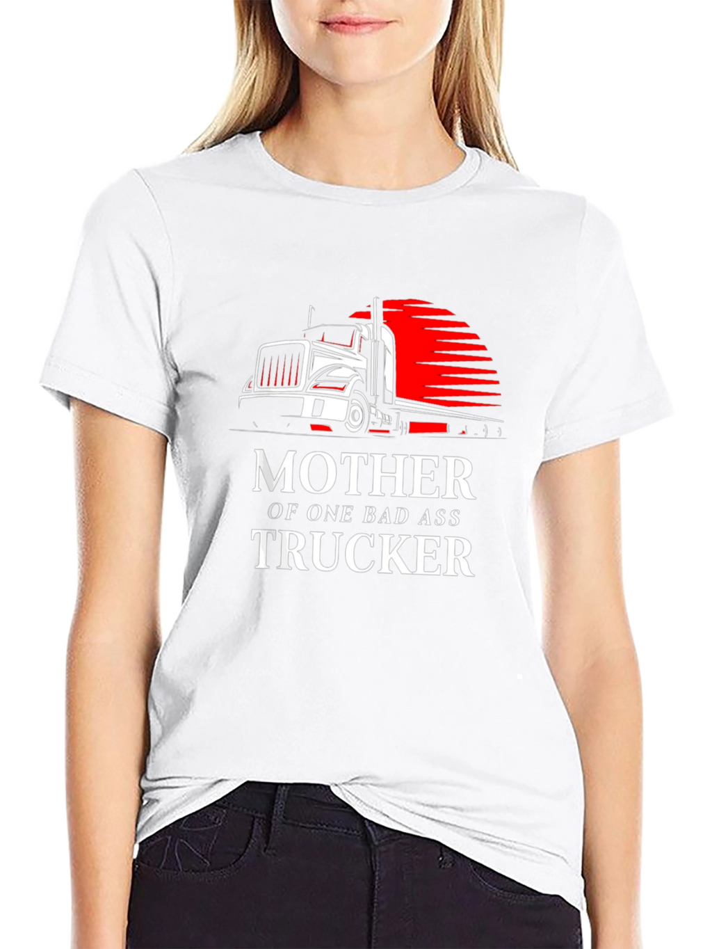 Mother of a Badass Trucker Graphic Tee - Black