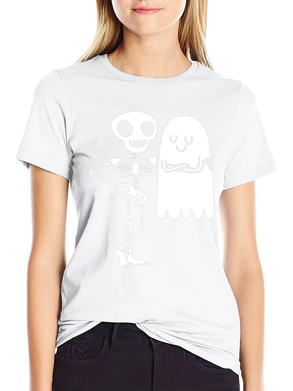 Skeleton & Ghost Graphic Tee - Spooky Season