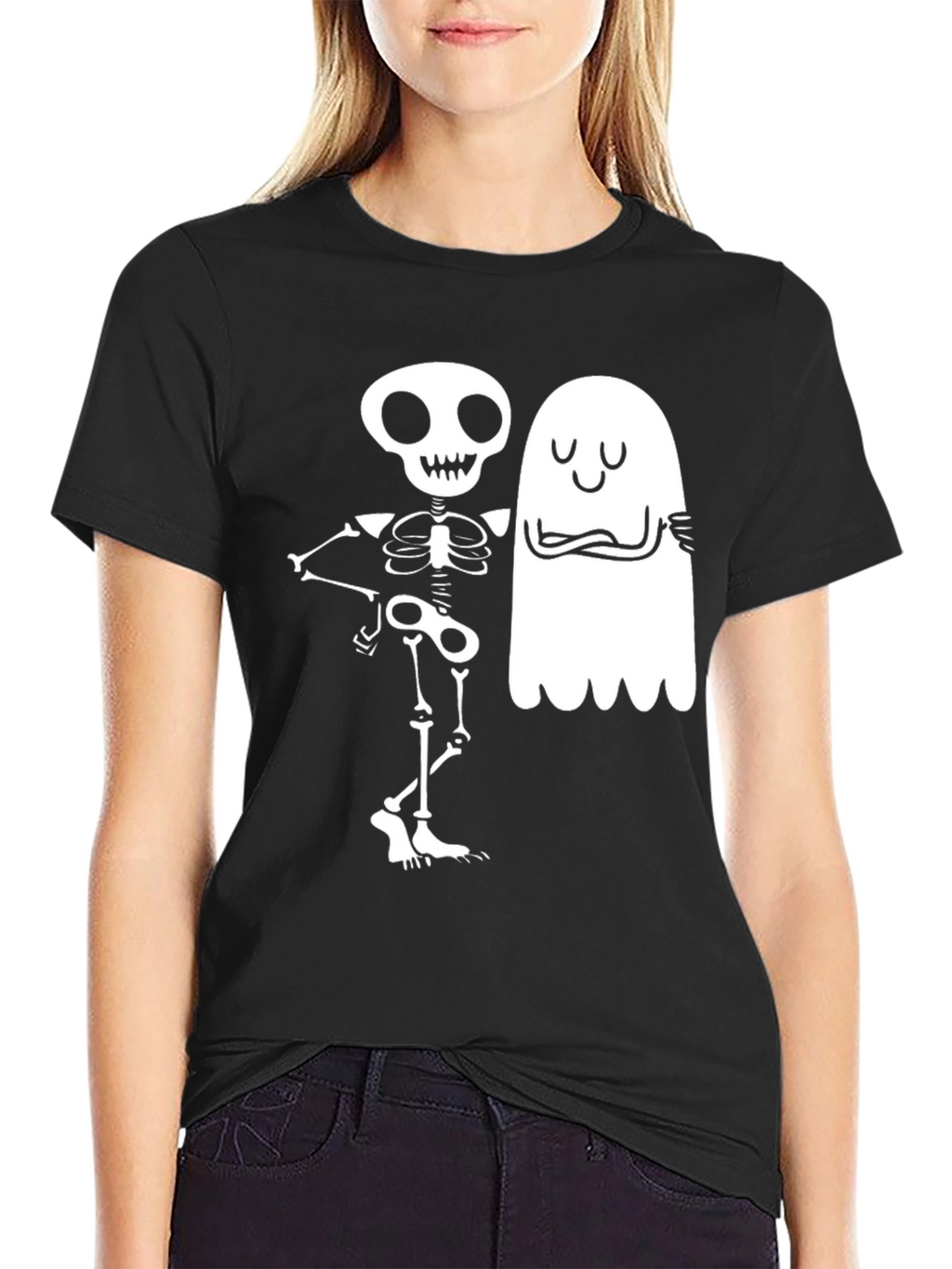 Skeleton & Ghost Graphic Tee - Spooky Season