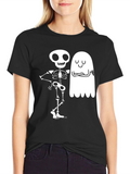 Skeleton & Ghost Graphic Tee - Spooky Season