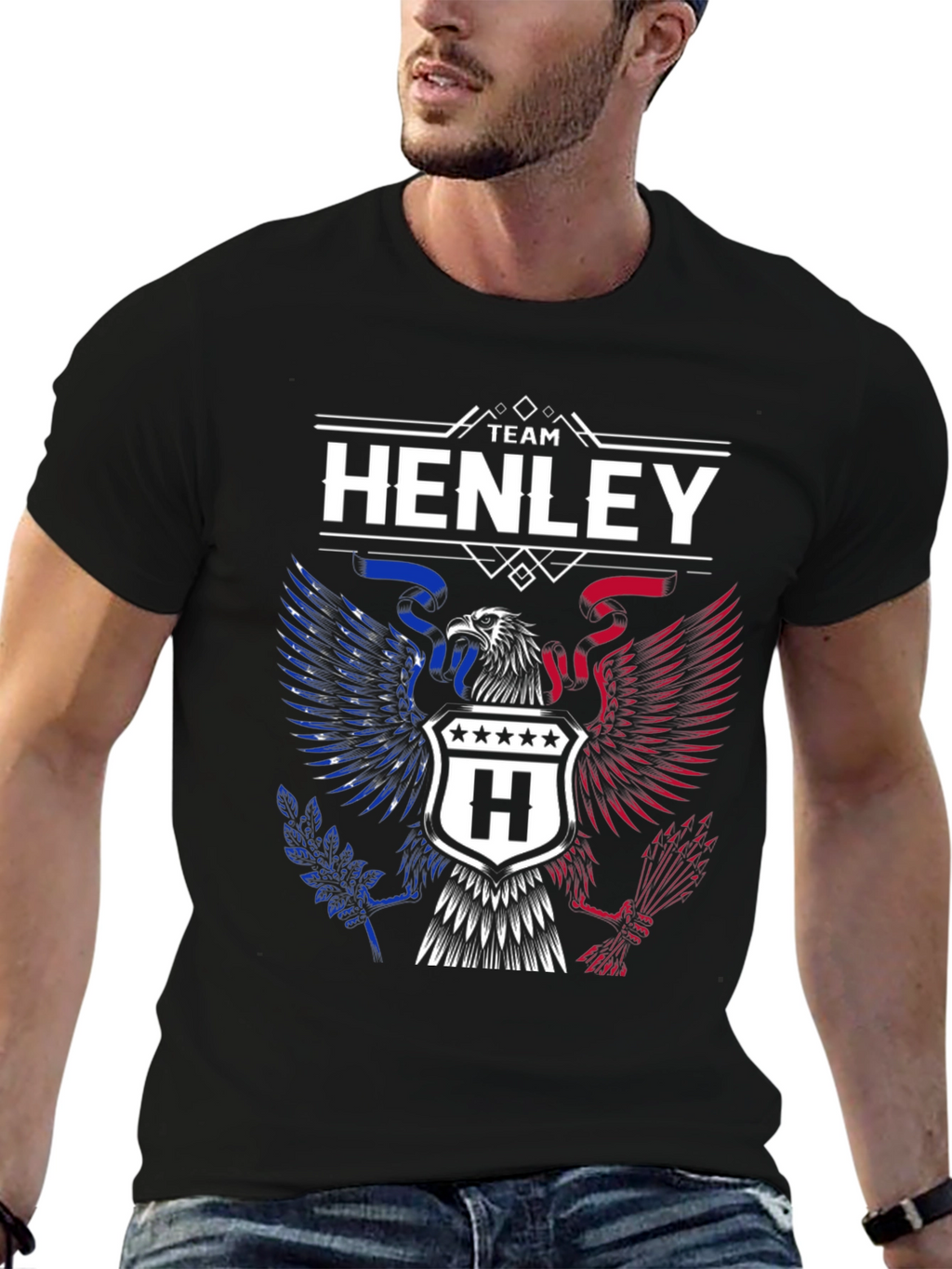 Team Henley Eagle Graphic T-Shirt - Patriotic Design