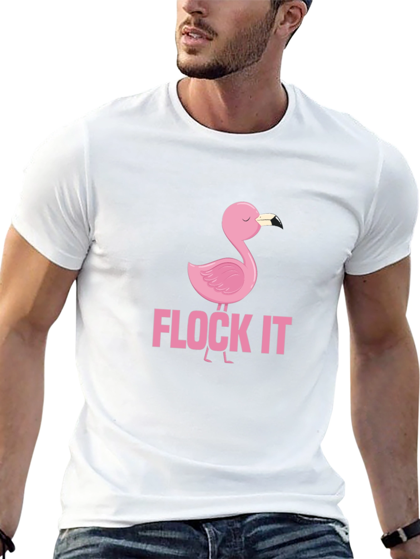Flock It Flamingo Graphic Tee - Funny Casual Shirt