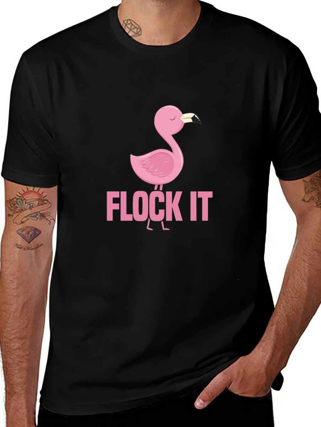 Flock It Flamingo Graphic Tee - Funny Casual Shirt