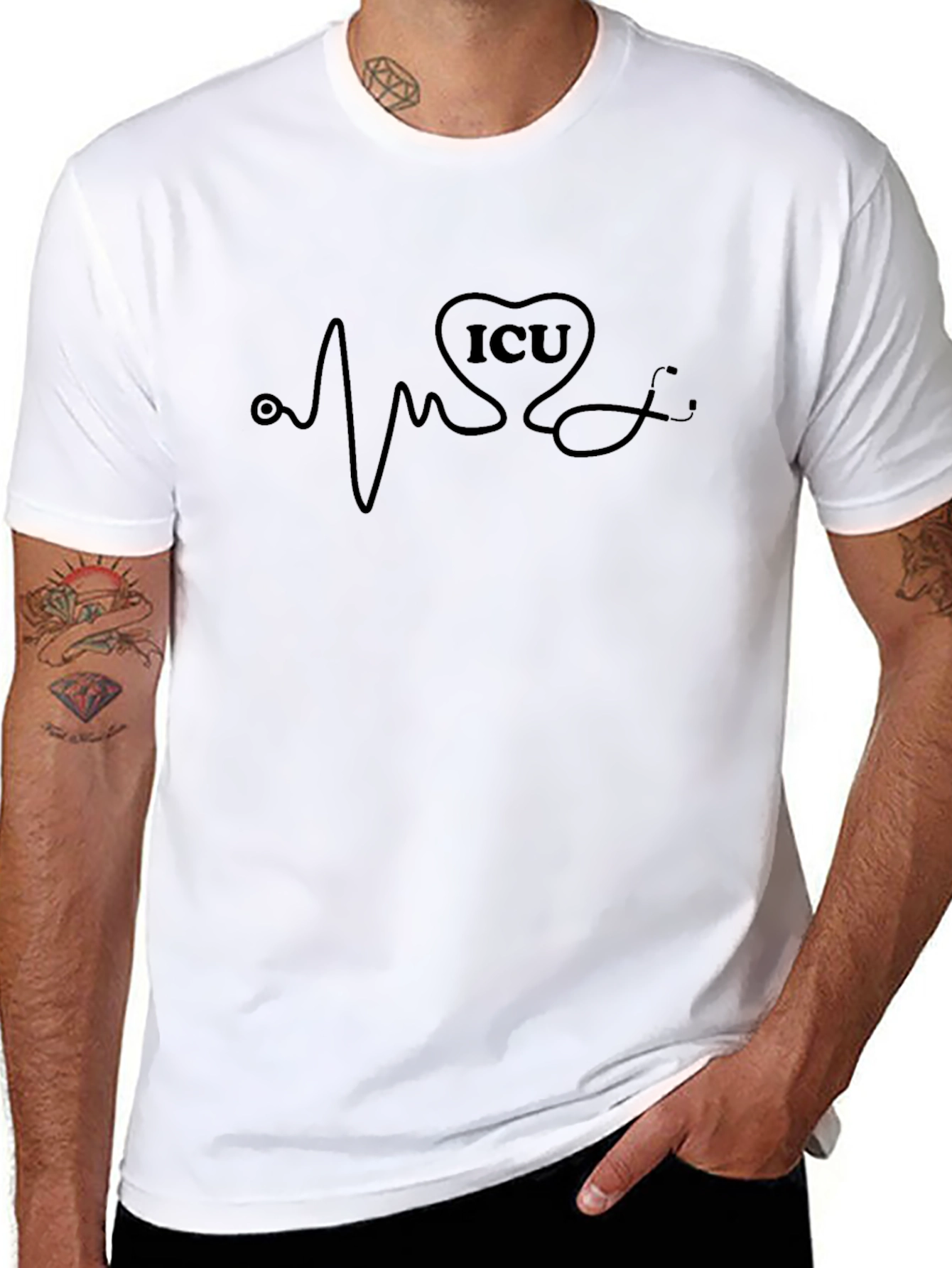 ICU Heartbeat Stethoscope Graphic T-Shirt